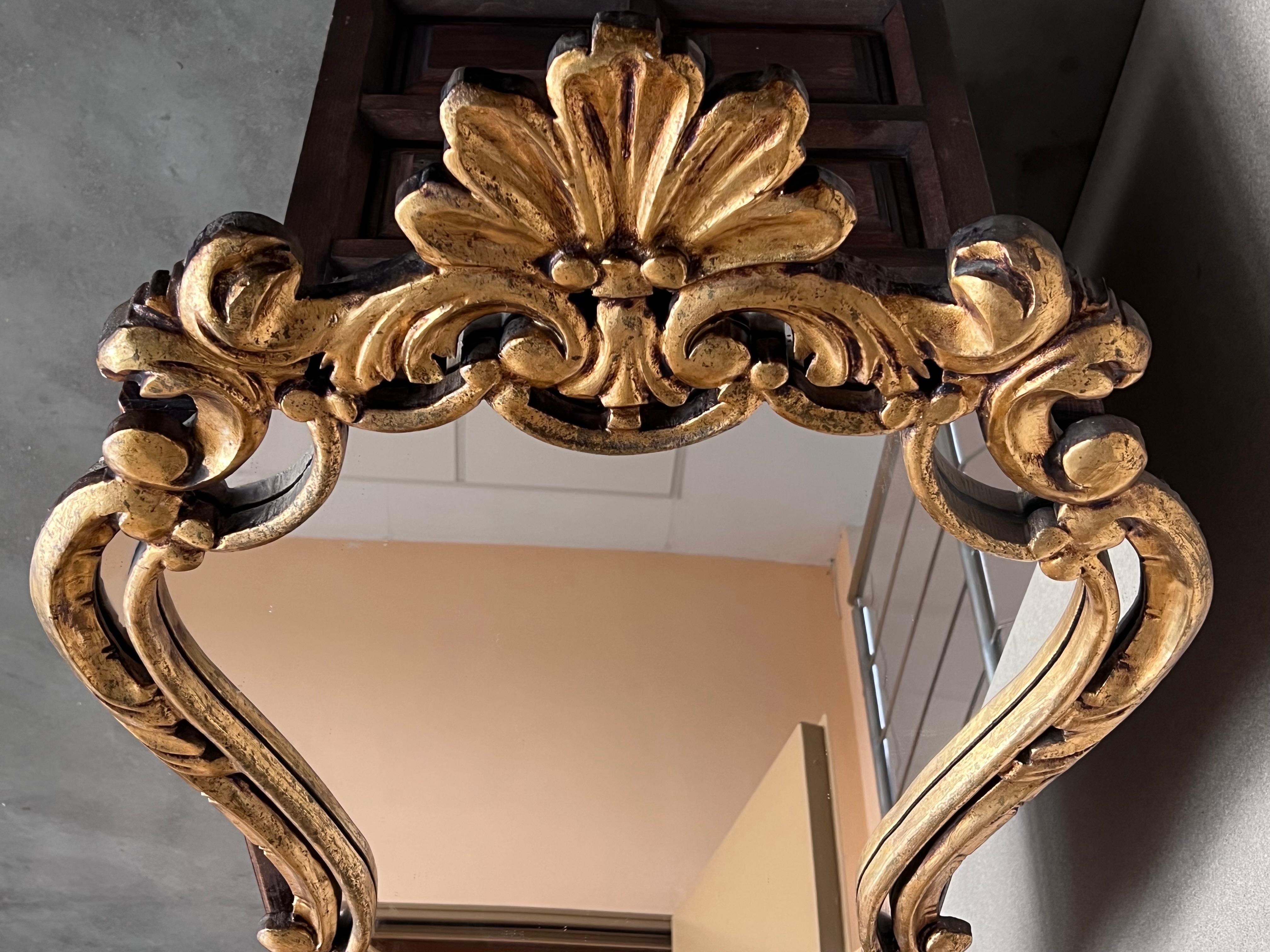 Italian Early 20th French Empire Period Carved Gilt Wood Mirror For Sale