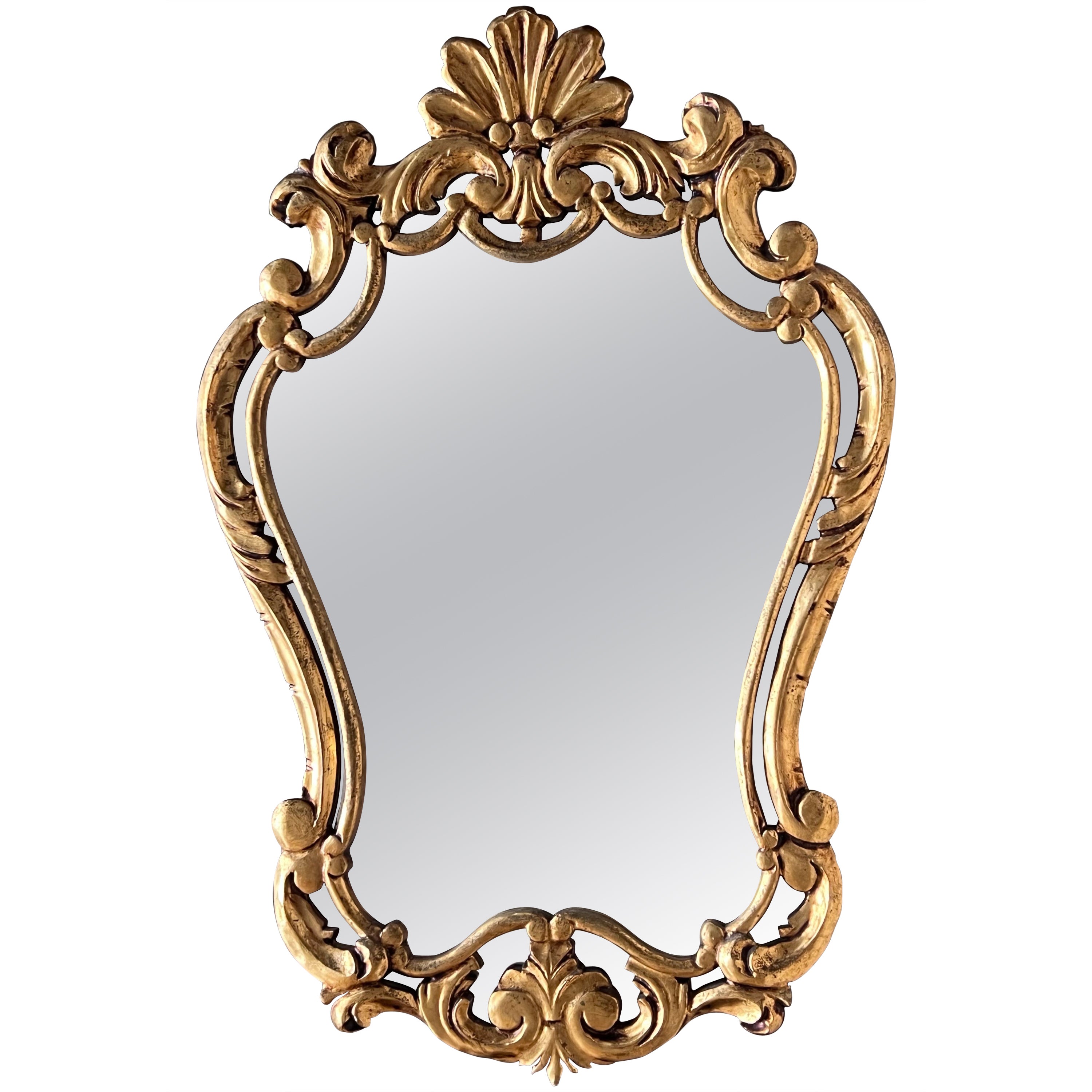 Miroir en bois sculpté et doré du début du XXe siècle de style Empire français