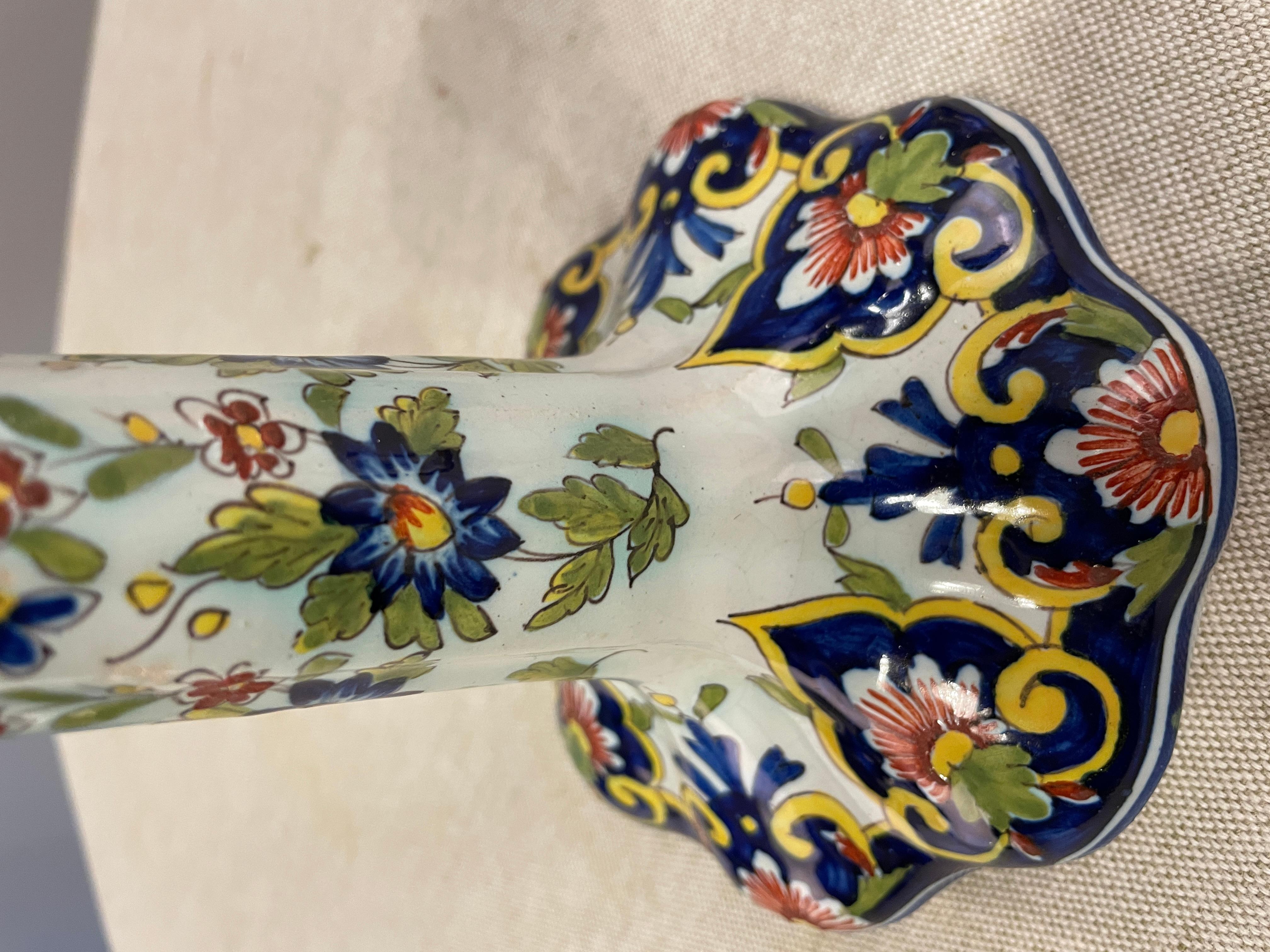 Early 20th French Faience of Desvres Candlestick, a Pair For Sale 6