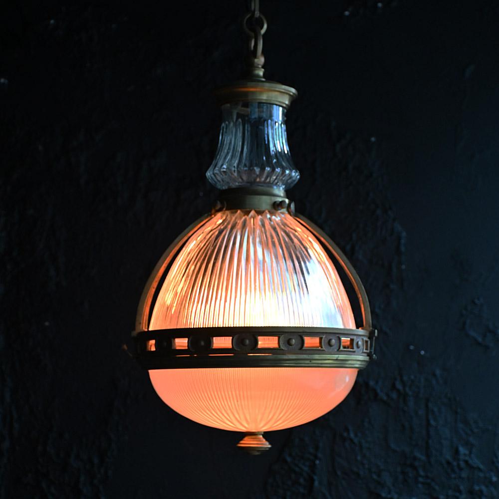 Early 20th French Glass Holophane Light Pendant 4