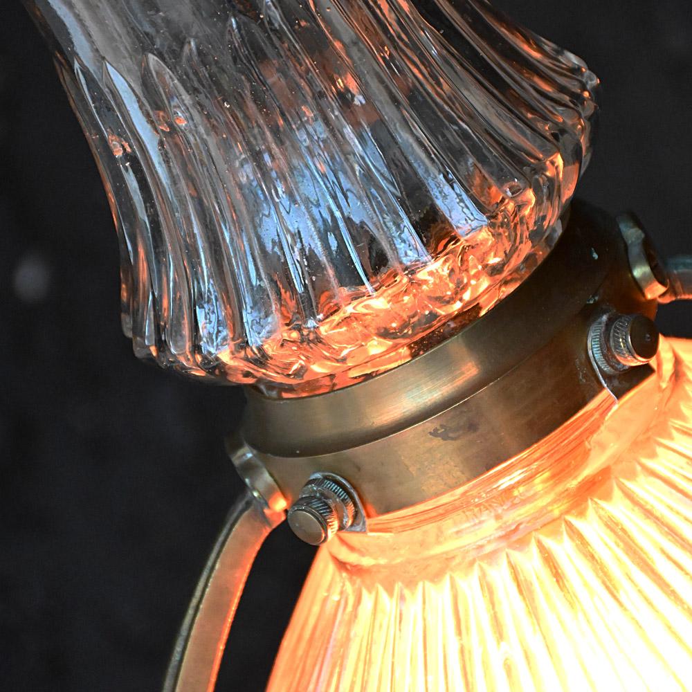 Mid-20th Century Early 20th French Glass Holophane Light Pendant