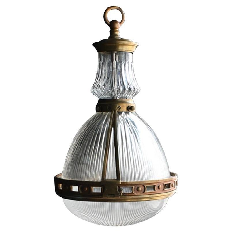 Early 20th French Glass Holophane Light Pendant