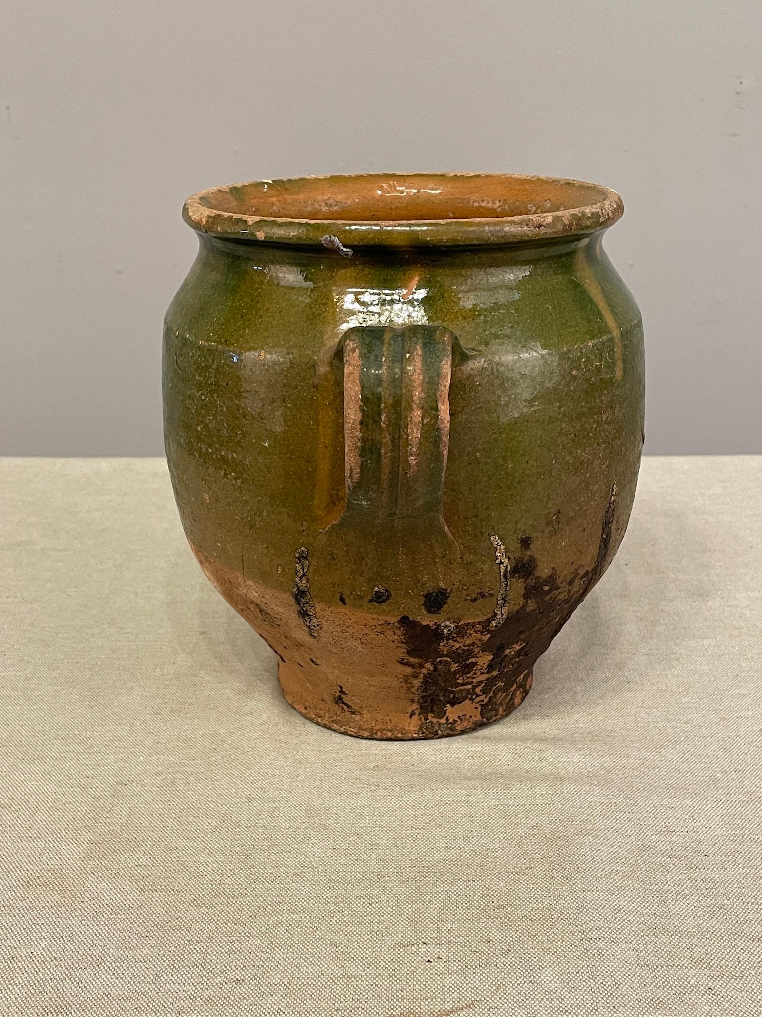 Hand-Crafted Early 20th French Green Glazed Pottery For Sale