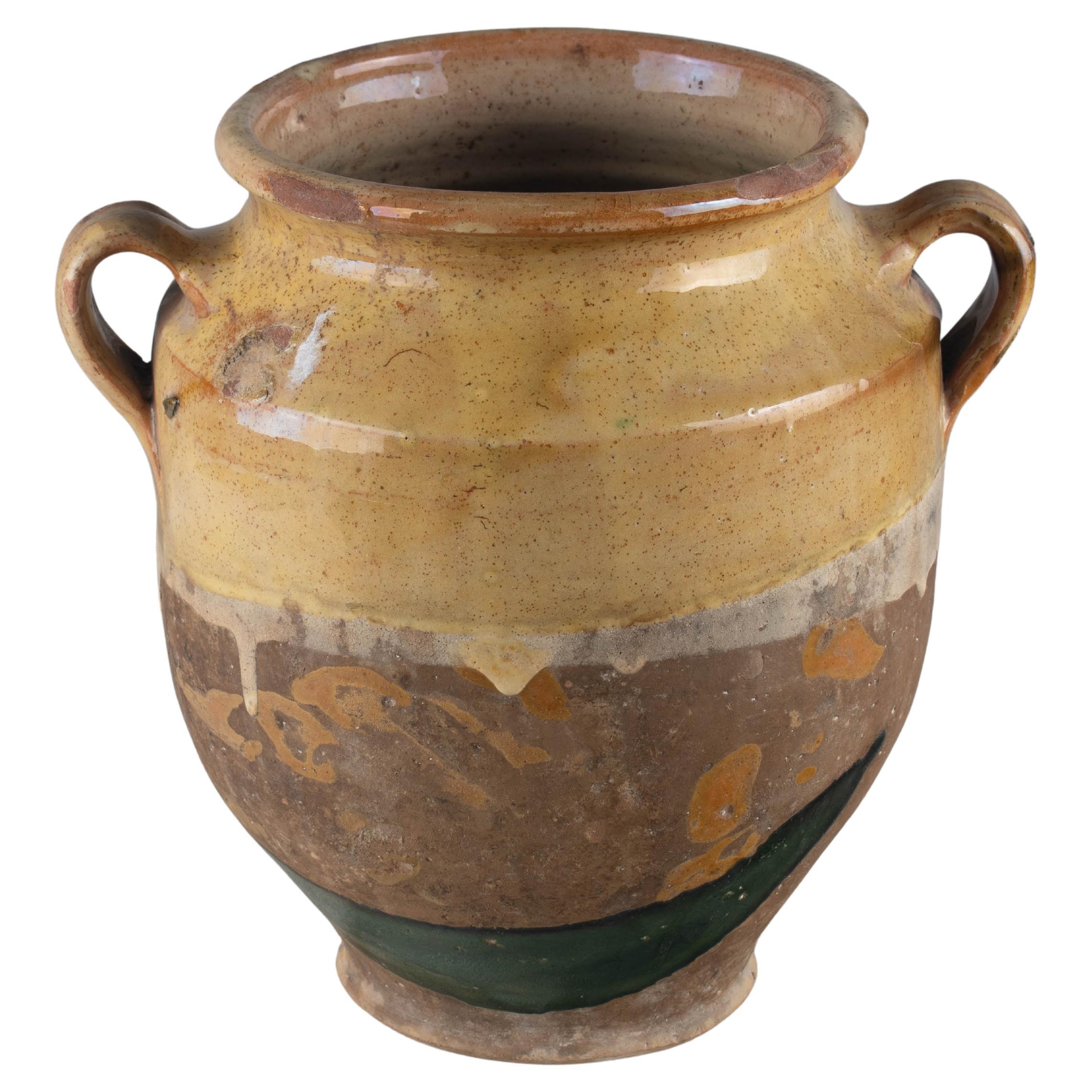 Vase ou Pot à Confit en terre cuite français du début du 20e siècle