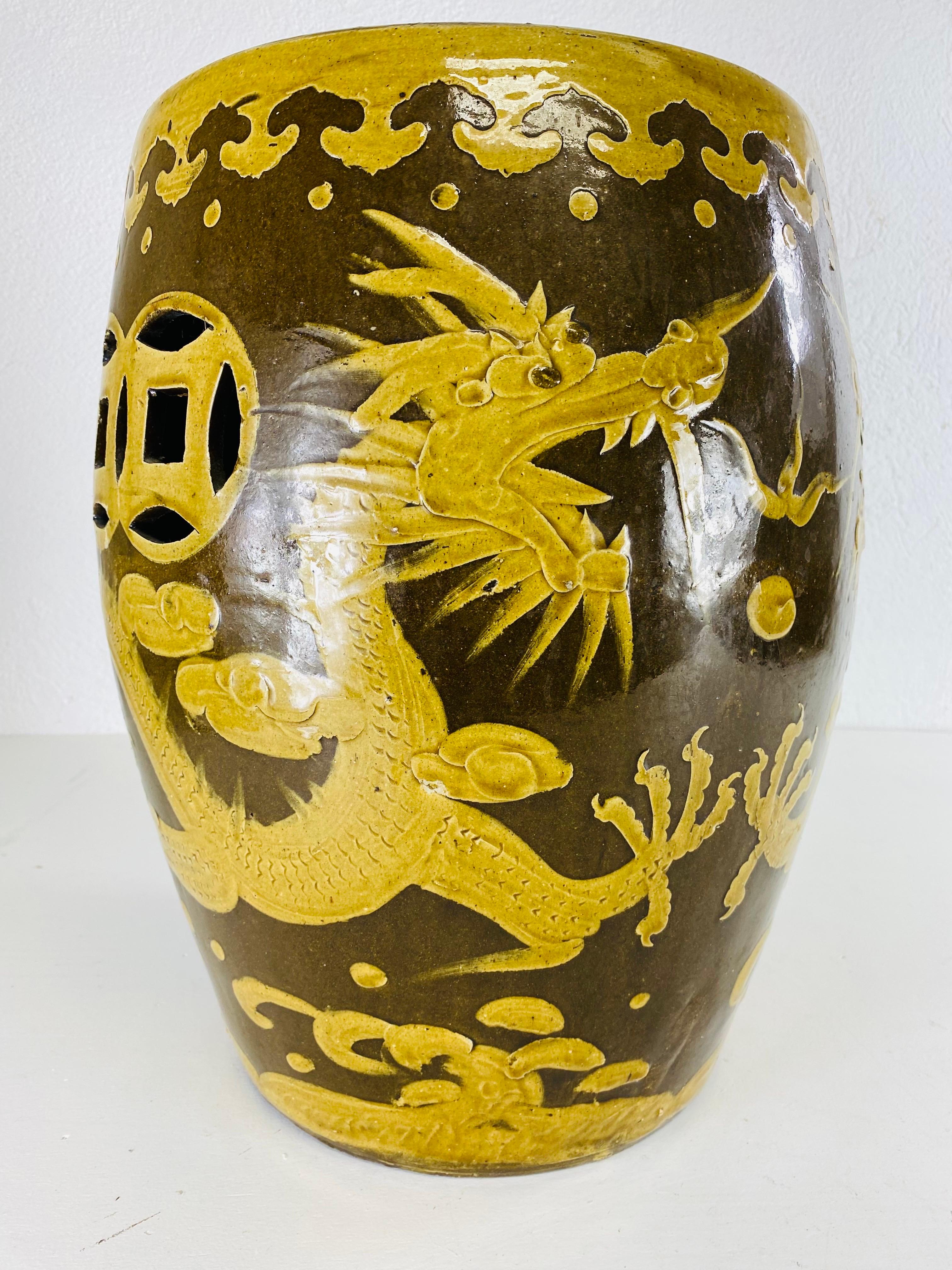 Mid-20th Century Early 20th hand painted century Chinese terra-cotta garden stool For Sale