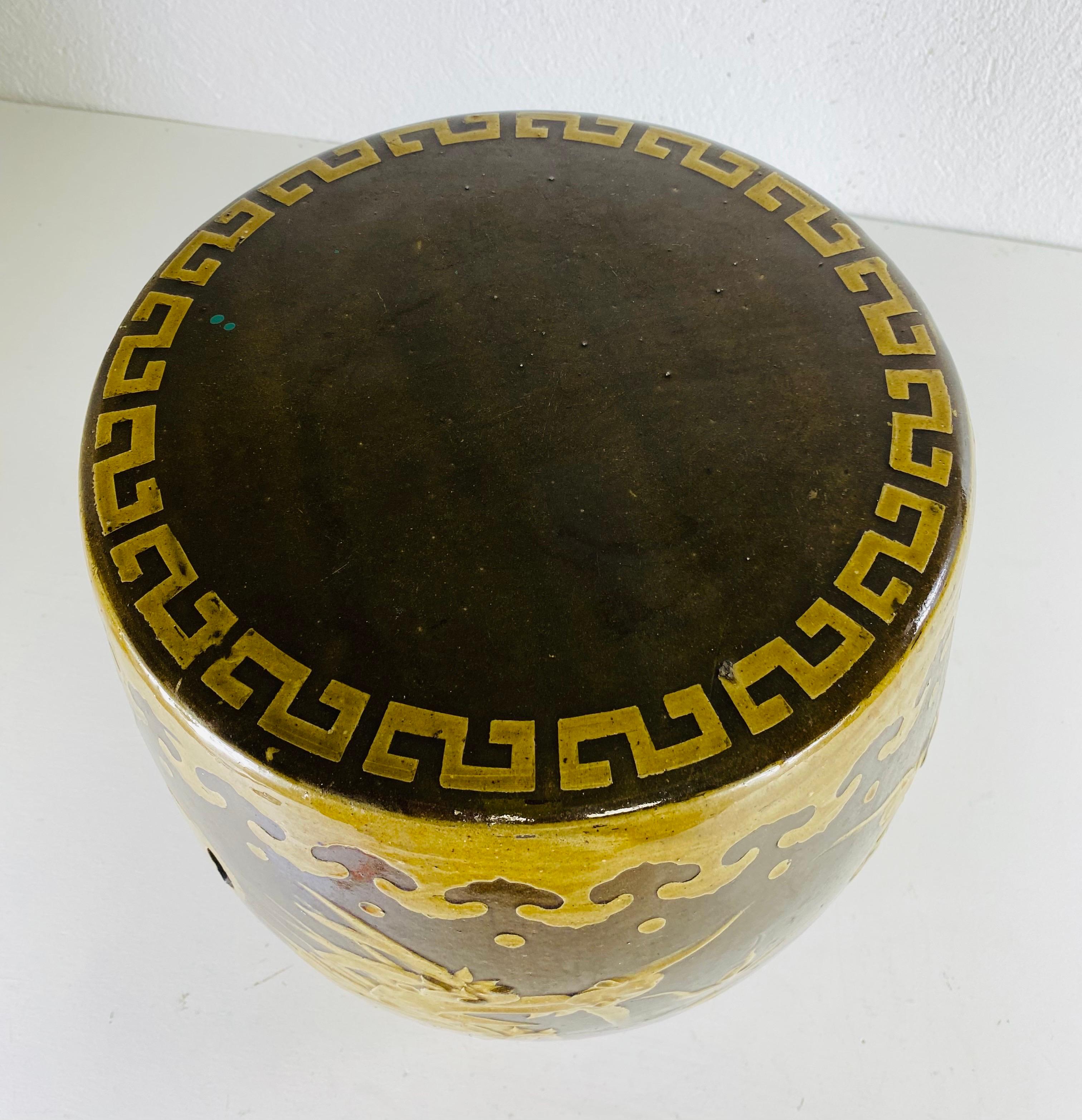 Pottery Early 20th hand painted century Chinese terra-cotta garden stool For Sale