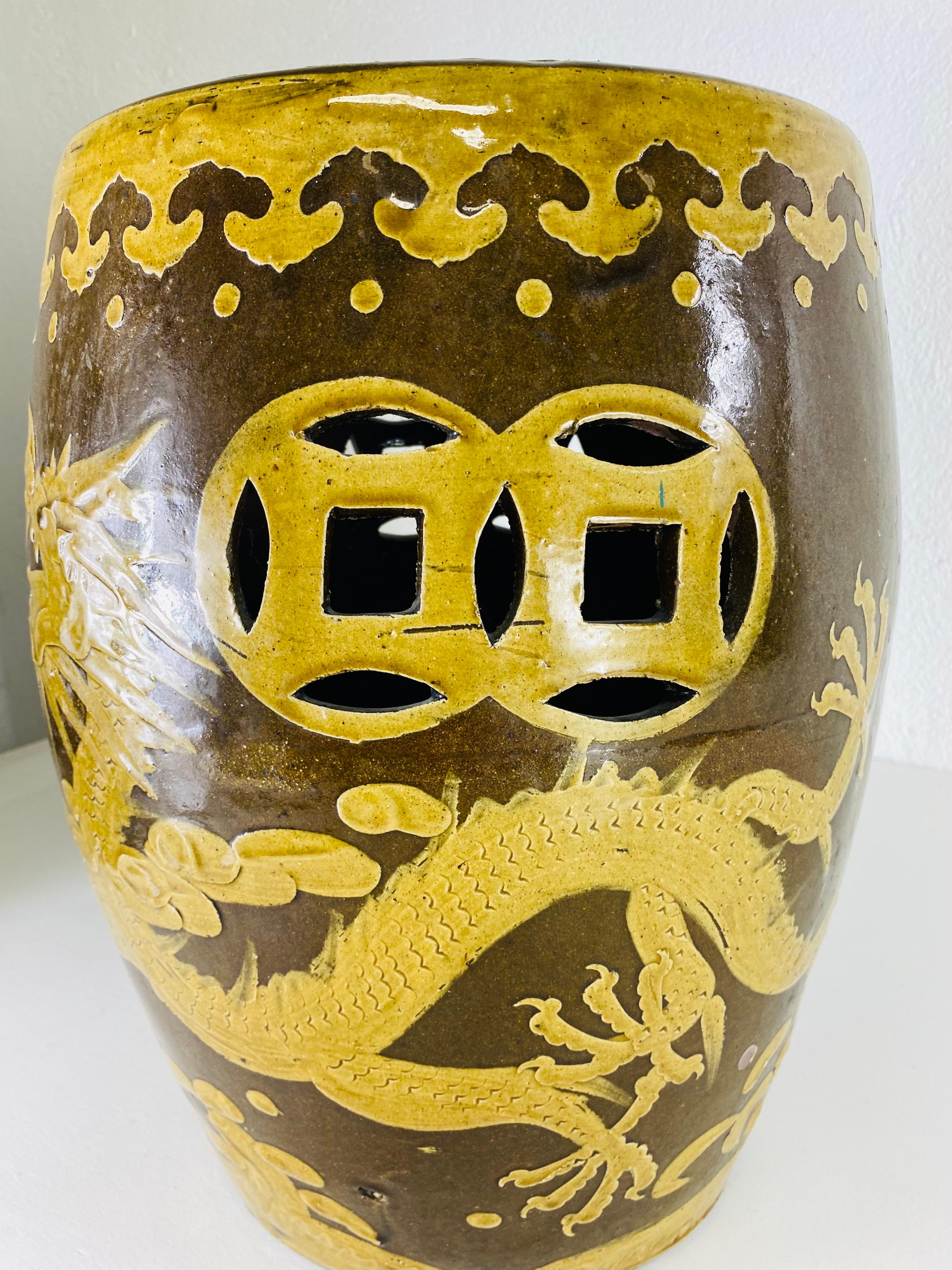 Early 20th hand painted century Chinese terra-cotta garden stool For Sale 1