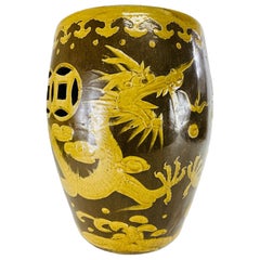 Early 20th hand painted century Chinese terra-cotta garden stool