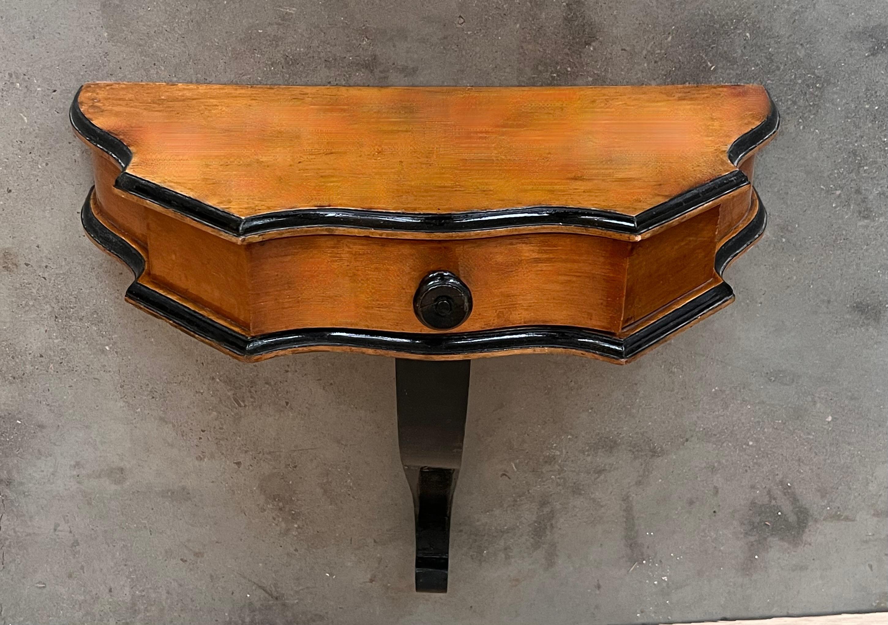 Biedermeier Early 20th Hanging Console with Drawer and Ebonized Details For Sale