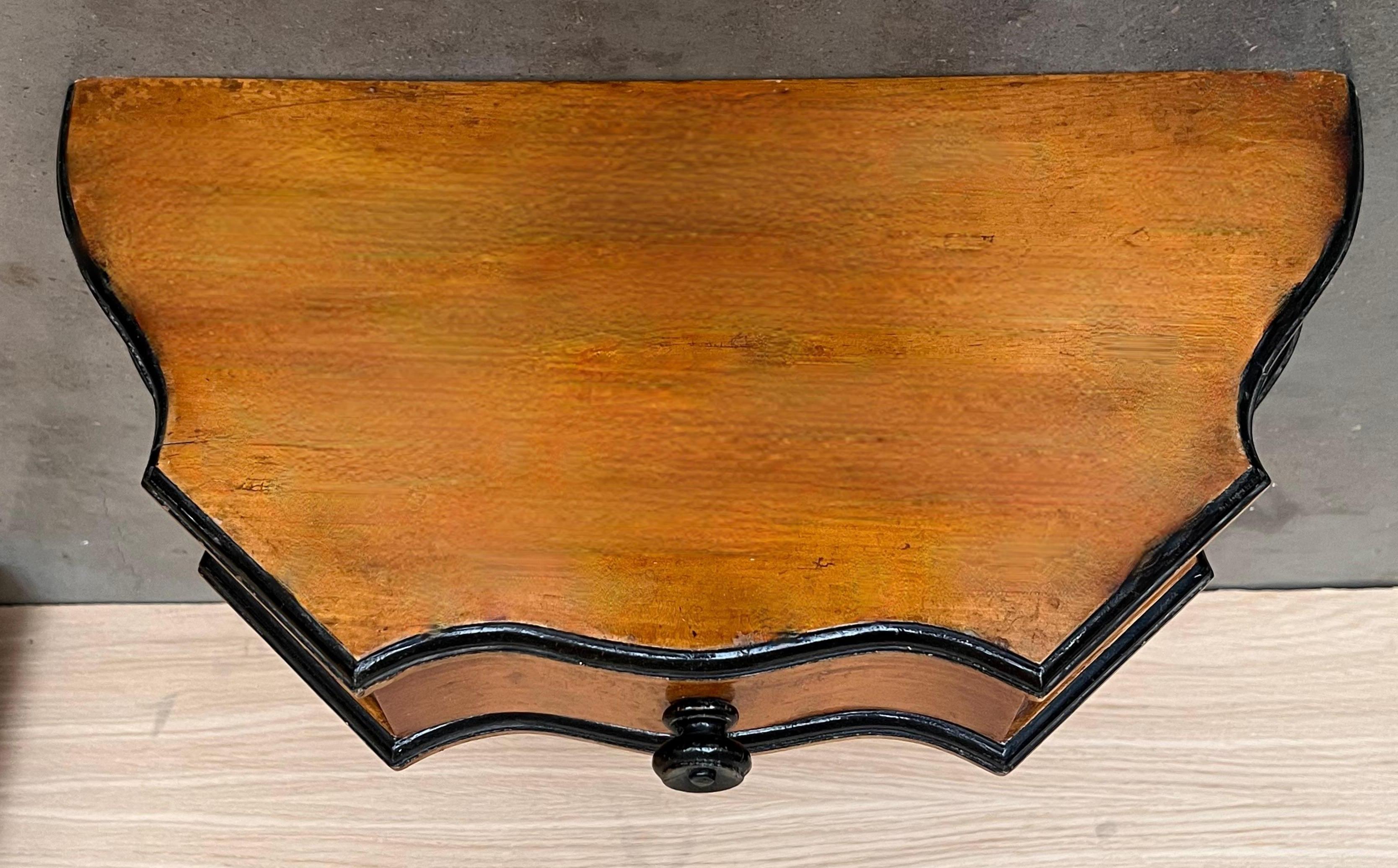 European Early 20th Hanging Console with Drawer and Ebonized Details For Sale