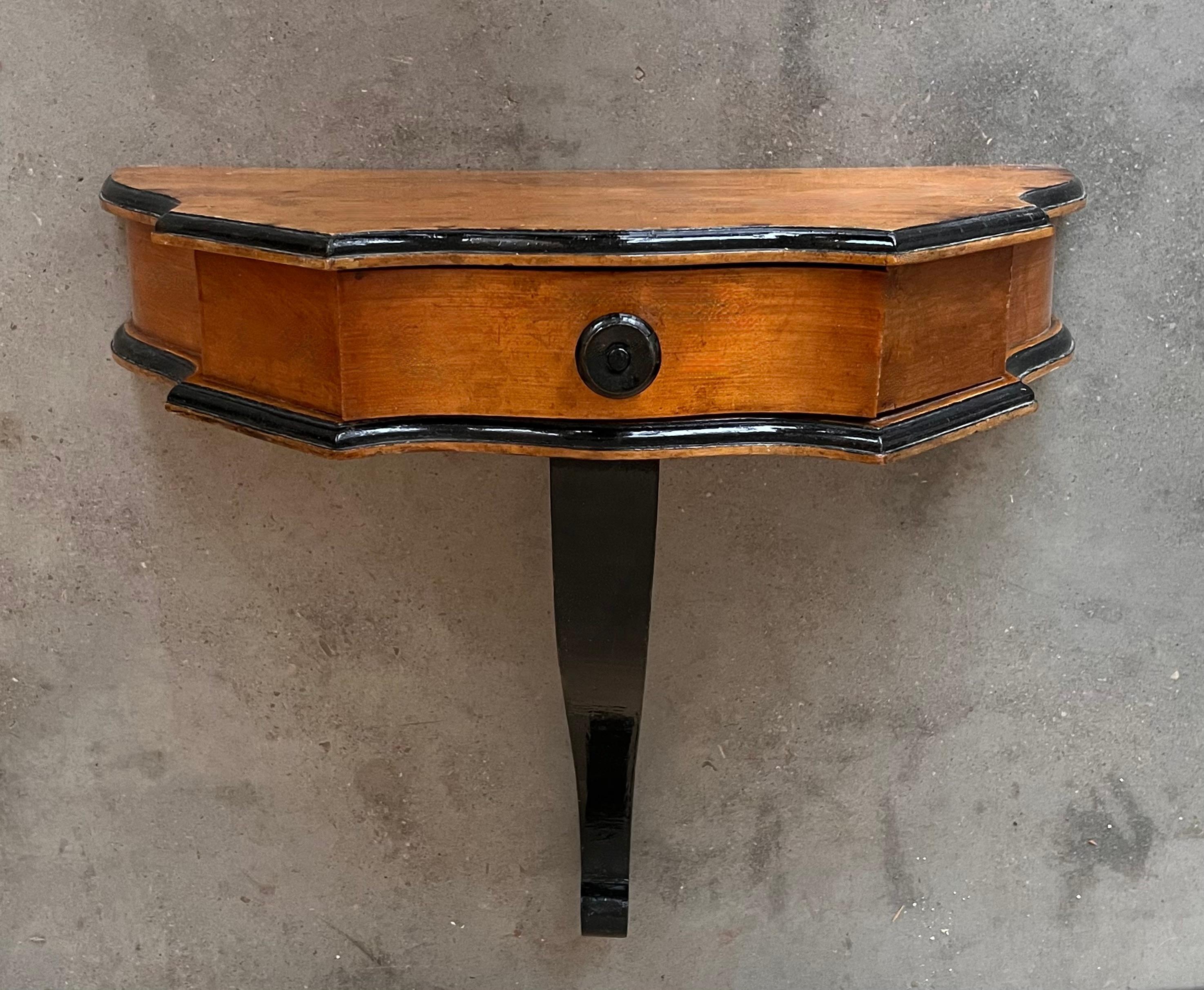 20th Century Early 20th Hanging Console with Drawer and Ebonized Details For Sale