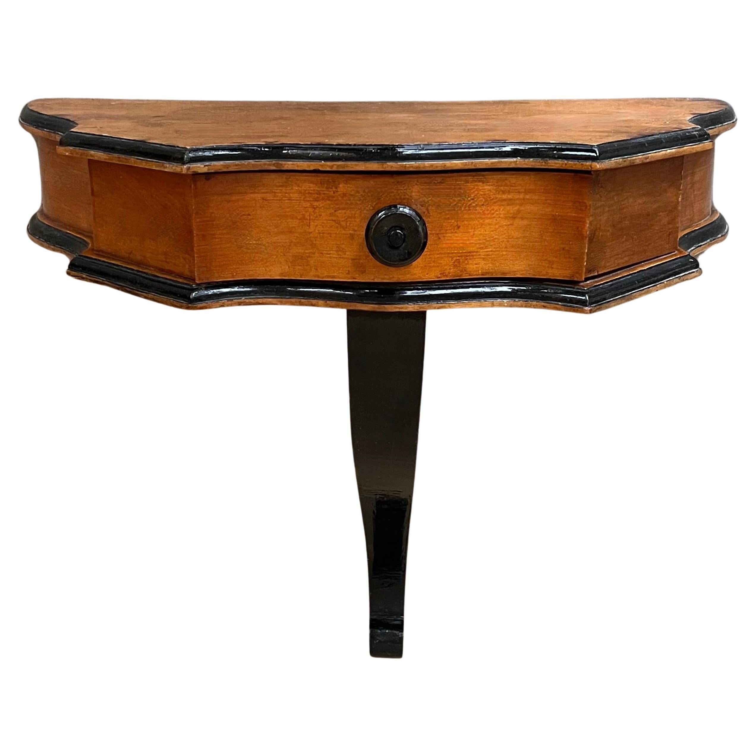 Early 20th Hanging Console with Drawer and Ebonized Details For Sale