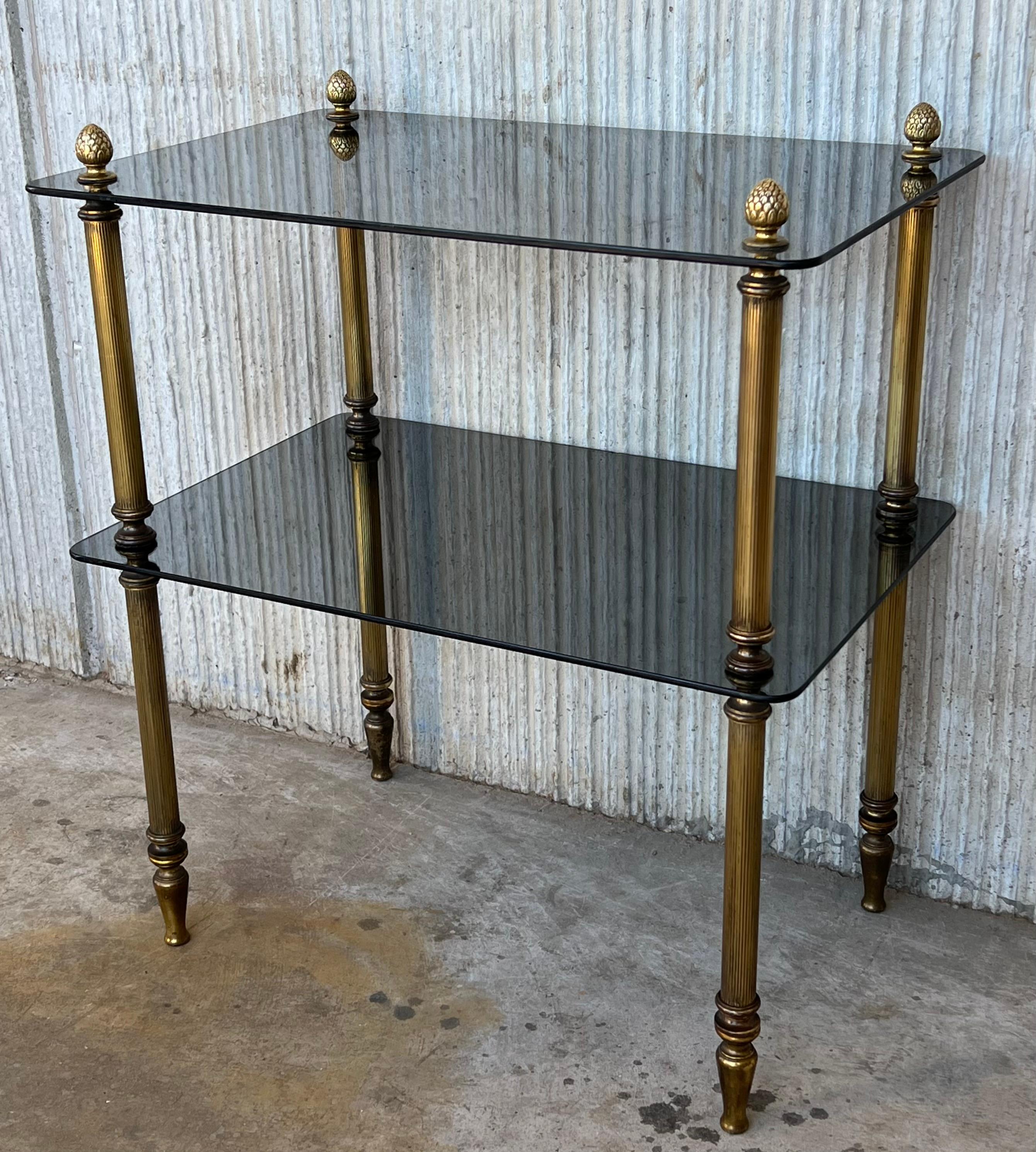 Early 20th Hollywood Regency Bronze Cocktail Table with Smoked Glass In Good Condition For Sale In Miami, FL
