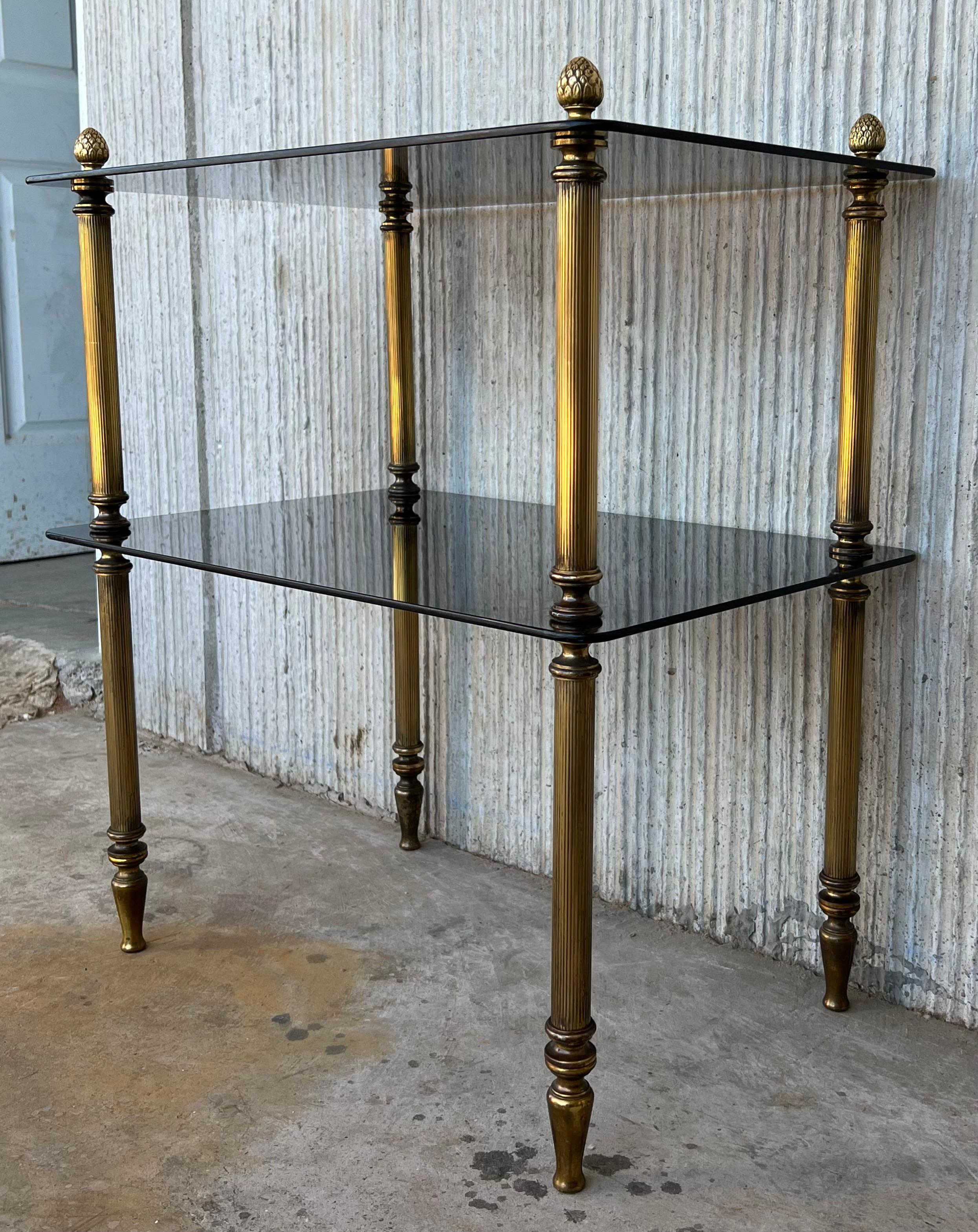 20th Century Early 20th Hollywood Regency Bronze Cocktail Table with Smoked Glass For Sale