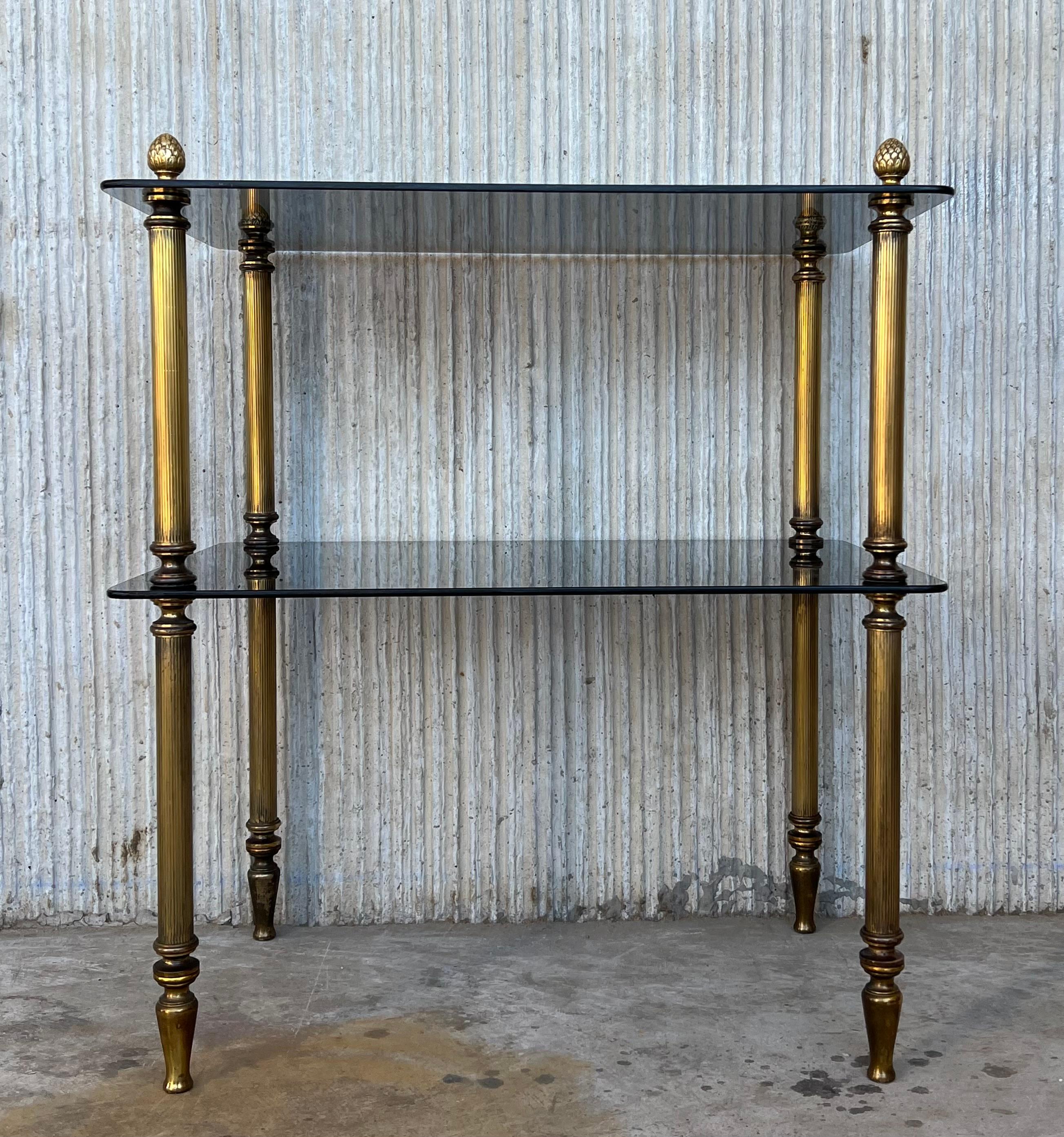 Early 20th Hollywood Regency Bronze Cocktail Table with Smoked Glass For Sale 1