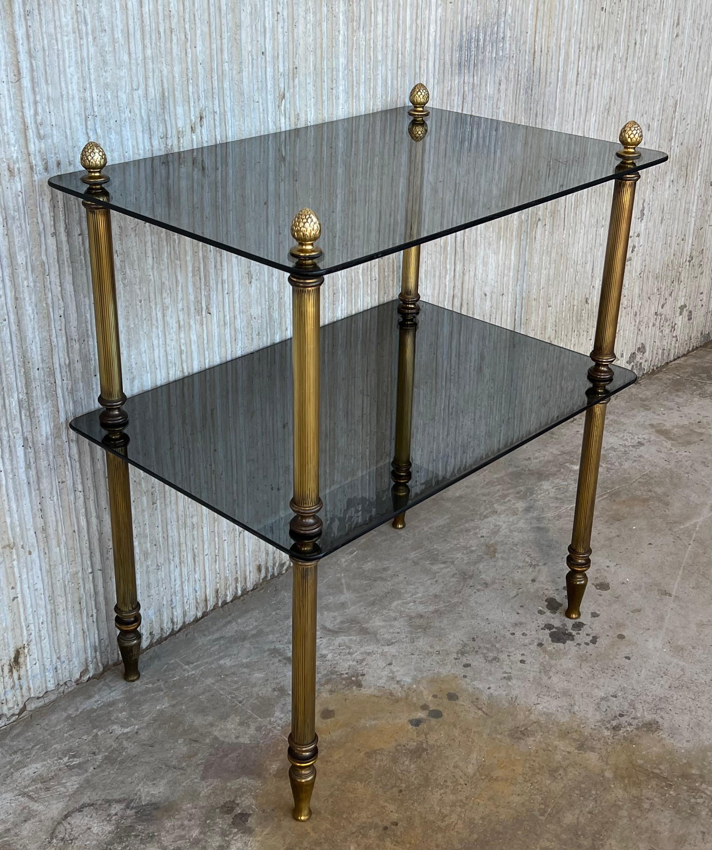 Early 20th Hollywood Regency Bronze Cocktail Table with Smoked Glass For Sale 2