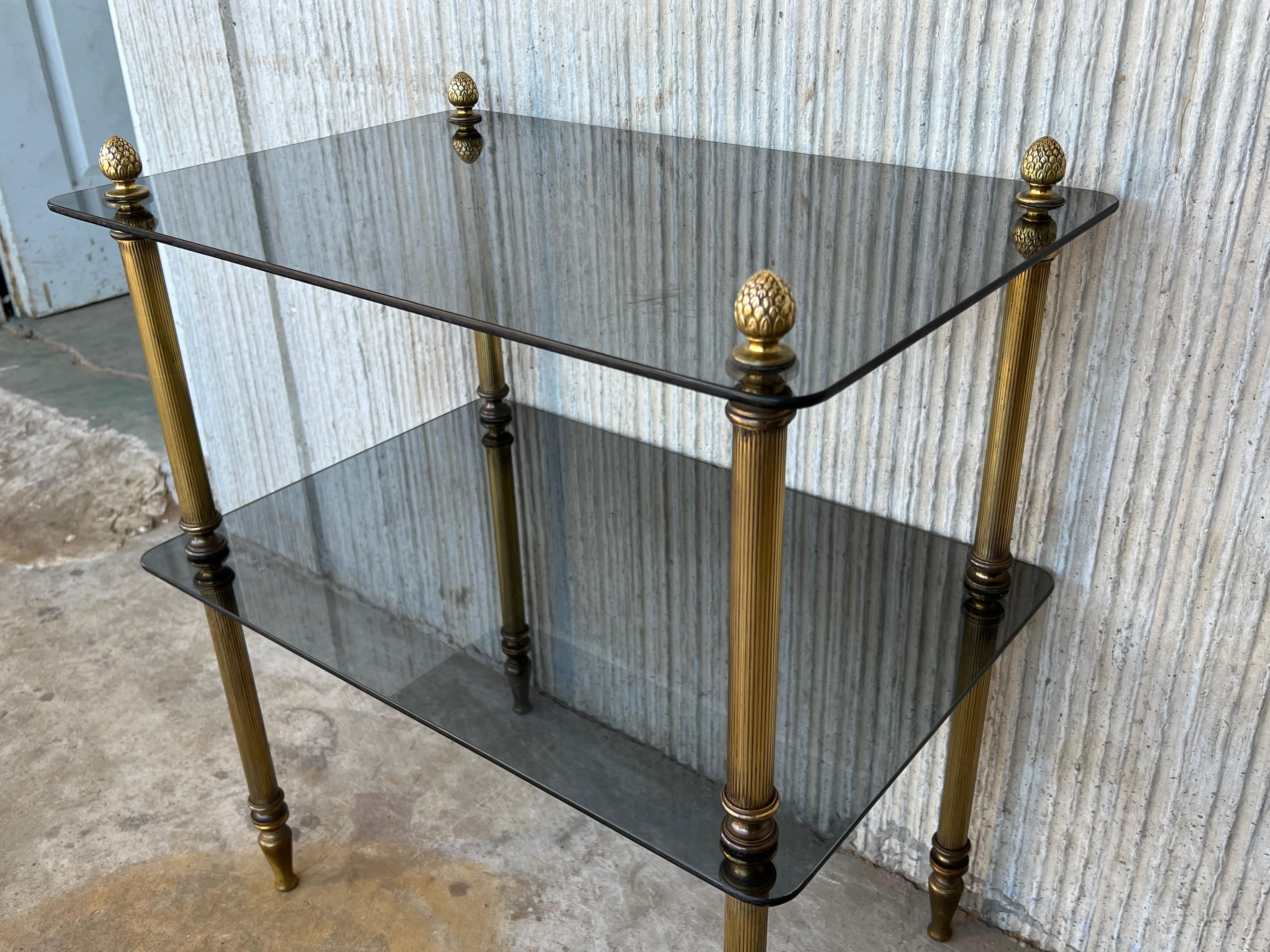 Early 20th Hollywood Regency Bronze Cocktail Table with Smoked Glass For Sale 3