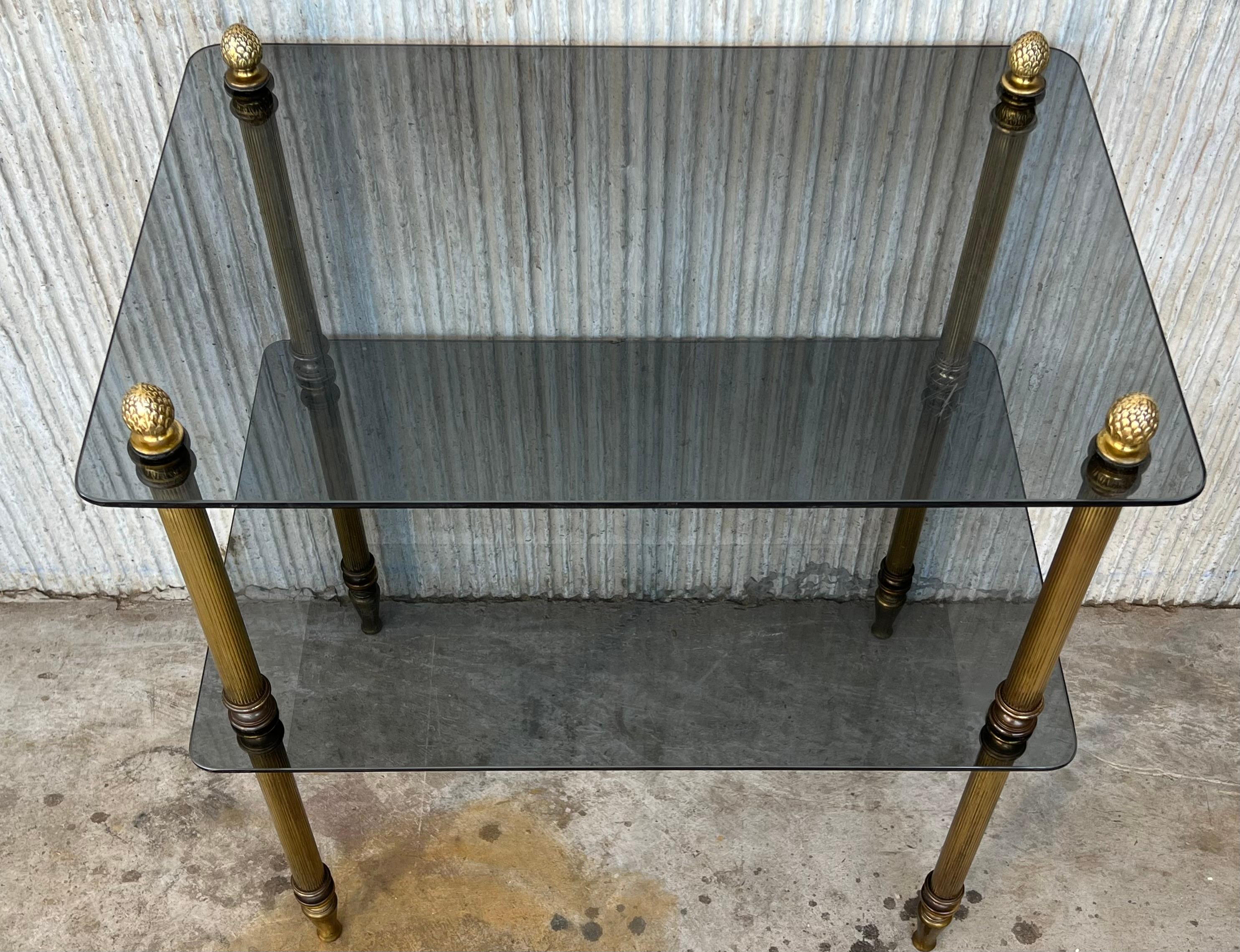 Early 20th Hollywood Regency Bronze Cocktail Table with Smoked Glass For Sale 4