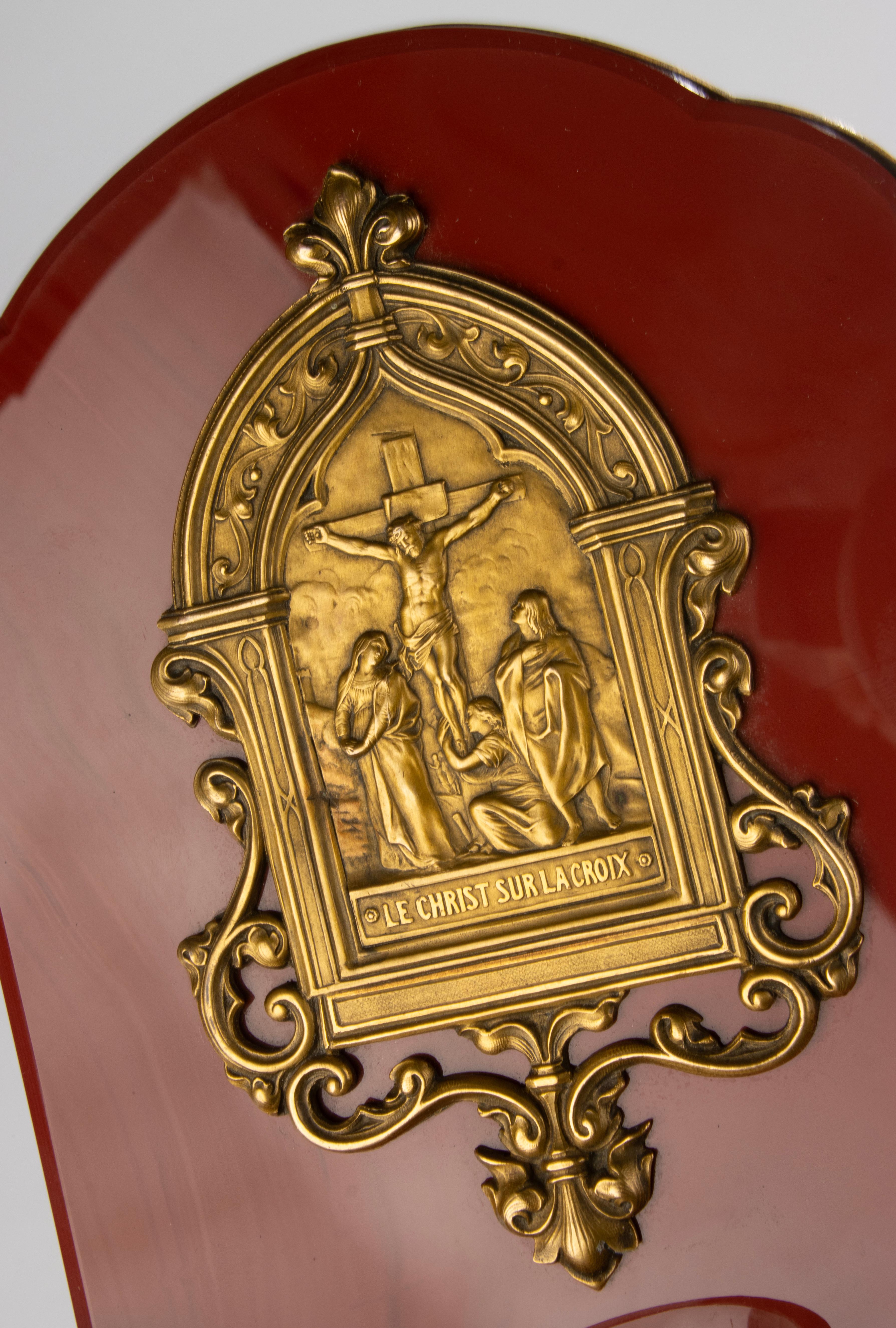 Font du début du 20e siècle - onyx rouge et bronze - Corpus Christi en vente 5