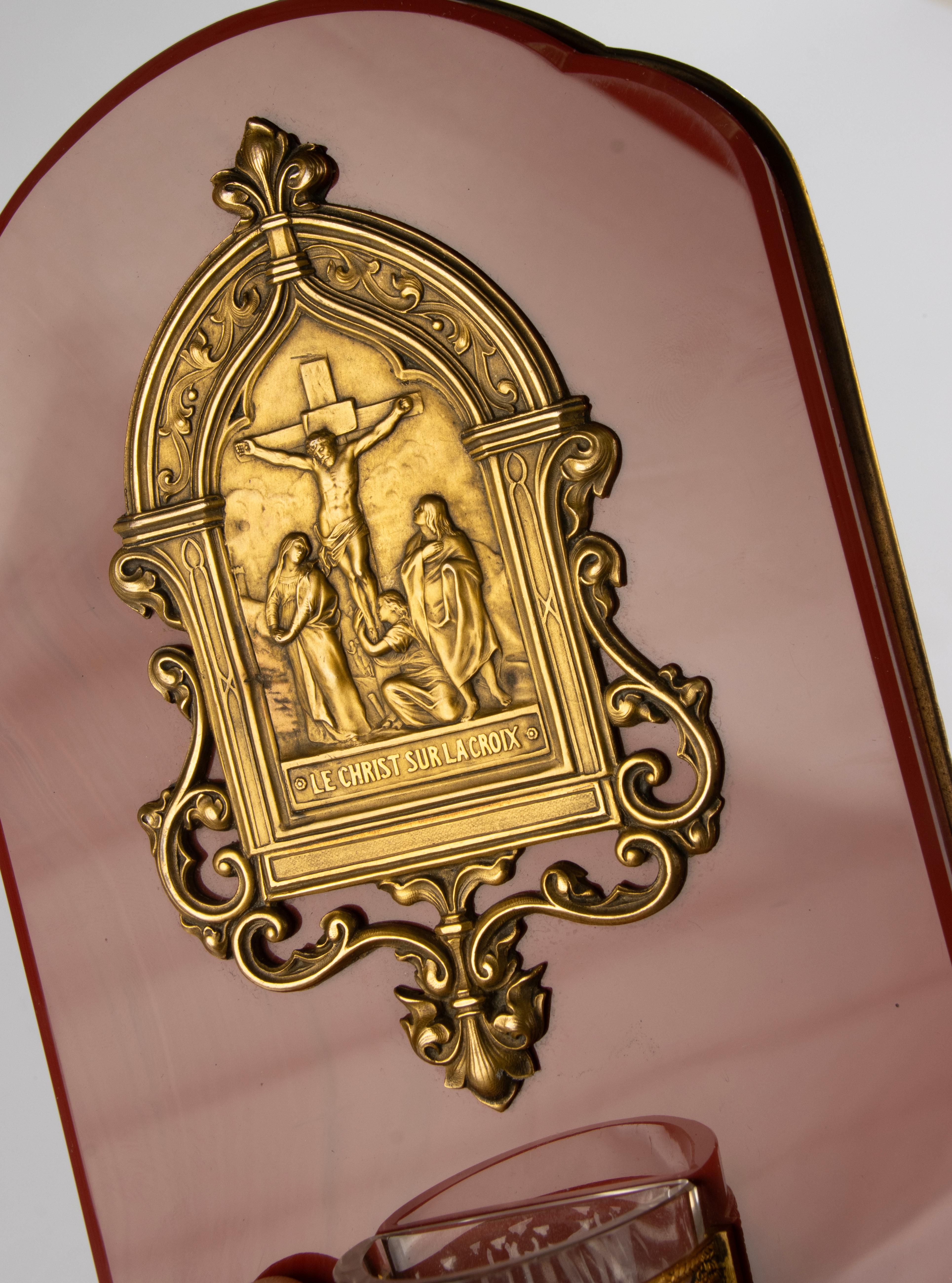 Début du 20ème siècle Font du début du 20e siècle - onyx rouge et bronze - Corpus Christi en vente