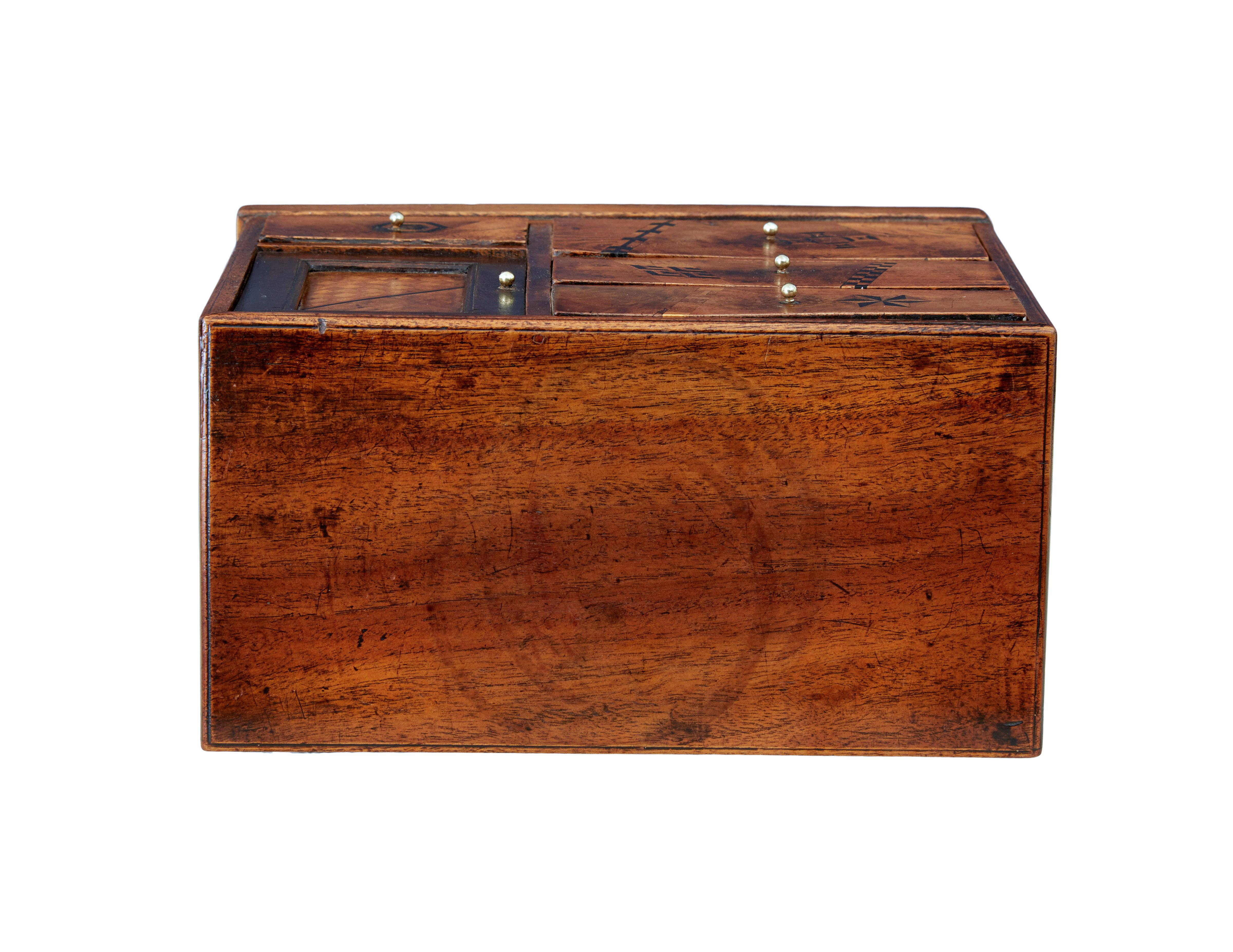 20th Century Early 20th inlaid desktop drawer cabinet For Sale