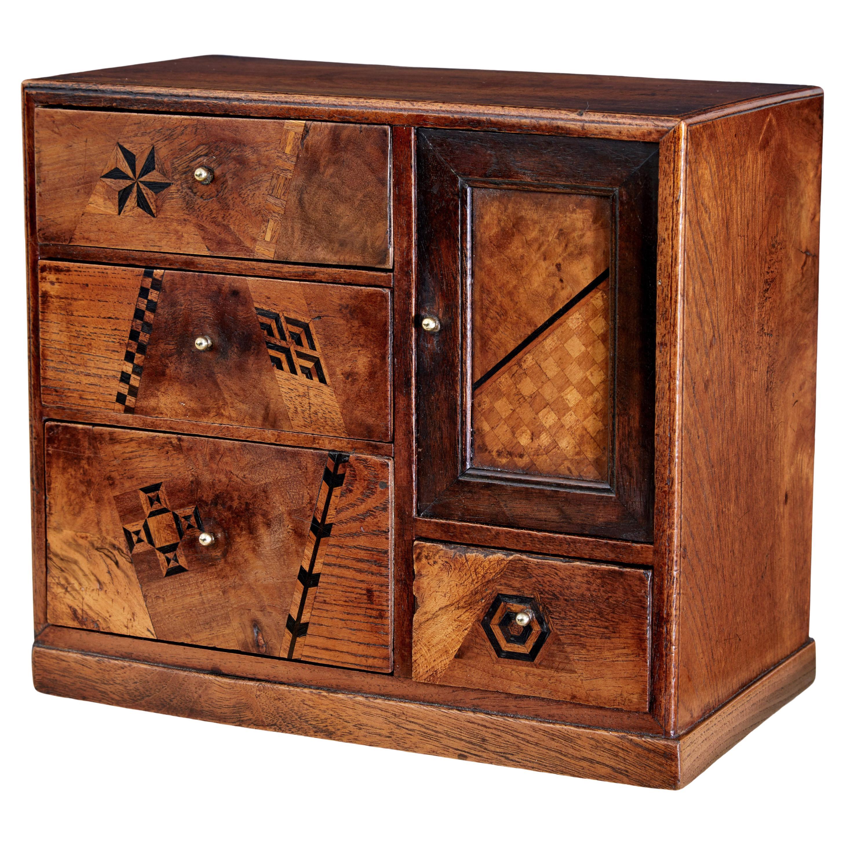Early 20th inlaid desktop drawer cabinet For Sale