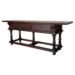 Mesa consola grande de principios del siglo XX con dos cajones