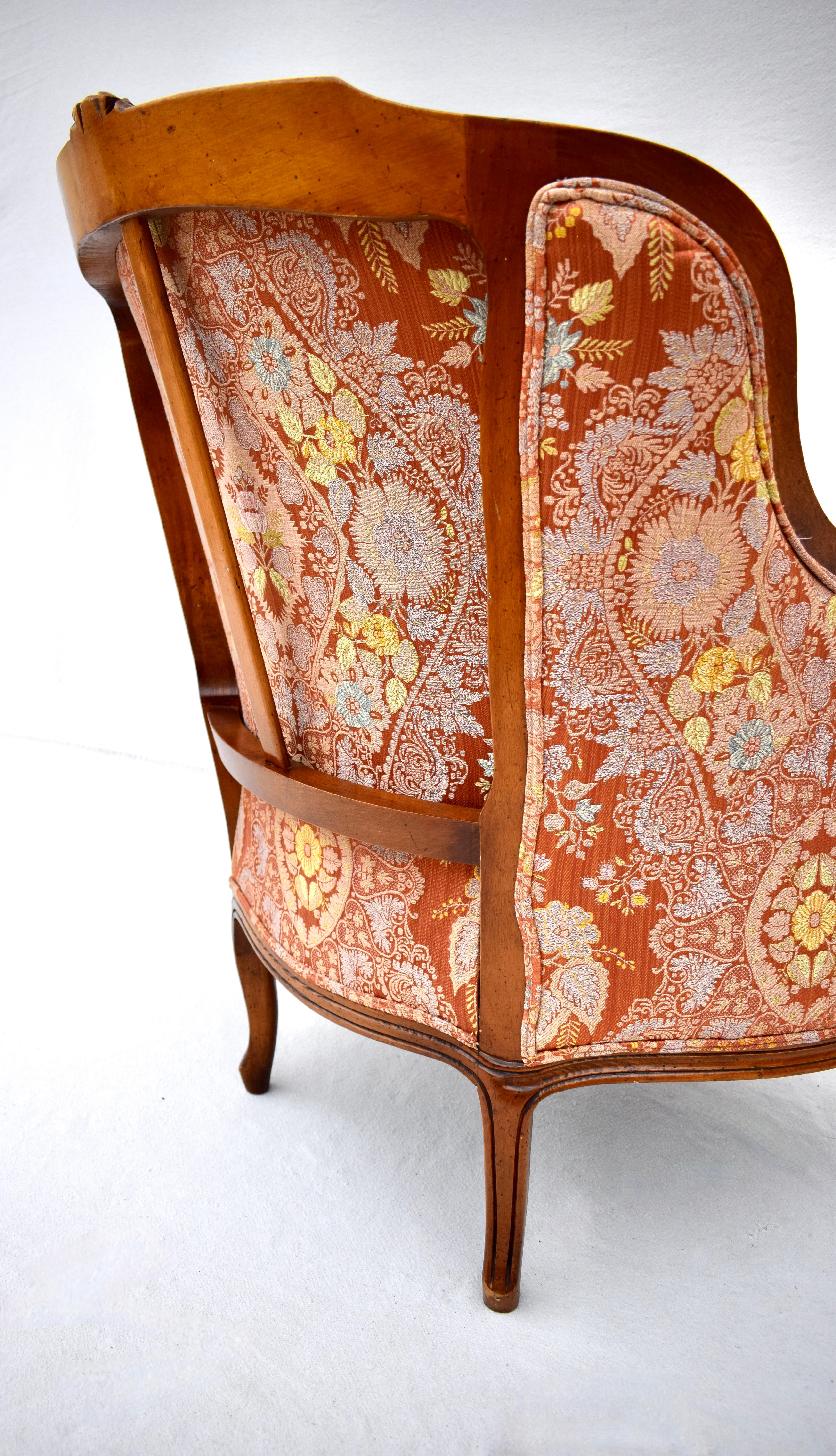 Early 20th C. Louis XV Style French Bergere Chairs, Pair 5