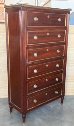 Early 20th Mahogany Secretaire Desk with Leather Writing Surface