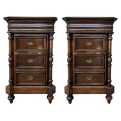 Early 20th Pair of Biedermeier Style Nightstands with Four Drawers