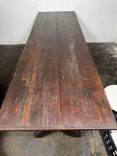 Early 20th pine/elm X-Trestle Tavern / pub. Dining Table