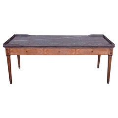 Early 20th Rectangular Bouillotte  Table with Fluted Legs and Drawers
