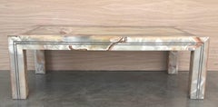 Early 20th Rectangular Green Onyx Coffee table  with Metal Marquetry