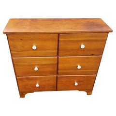 Early 20th Refinished Solid Pine 6-Drawer Side Cabinet Chest, circa 1920s