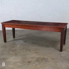 Early 20th Rustic Mahogany Farmhouse Harvest Dining Table Distressed Finish