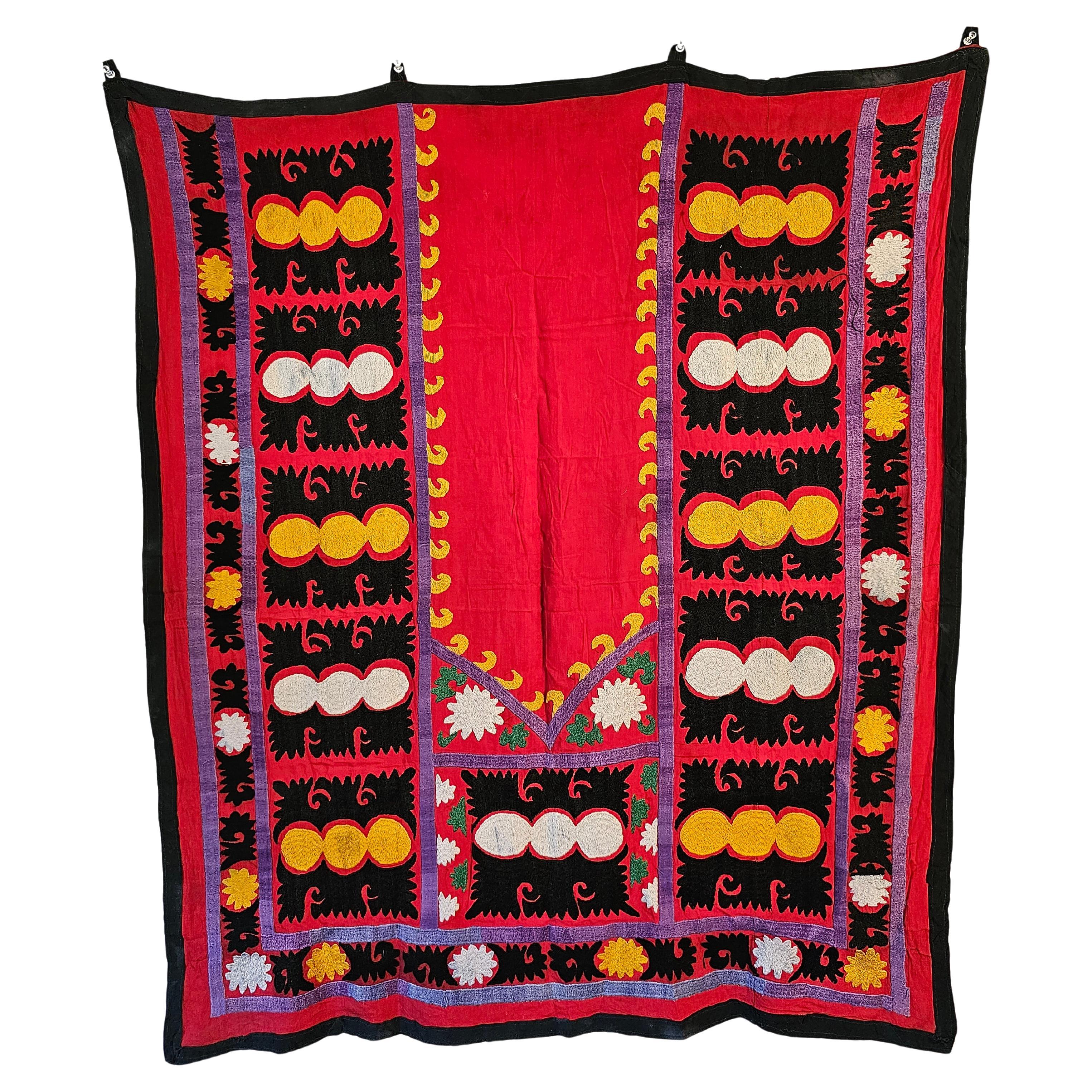 Early 20th Samarkand Silk And Cotton Embroideded Suzani Prayer Hanging