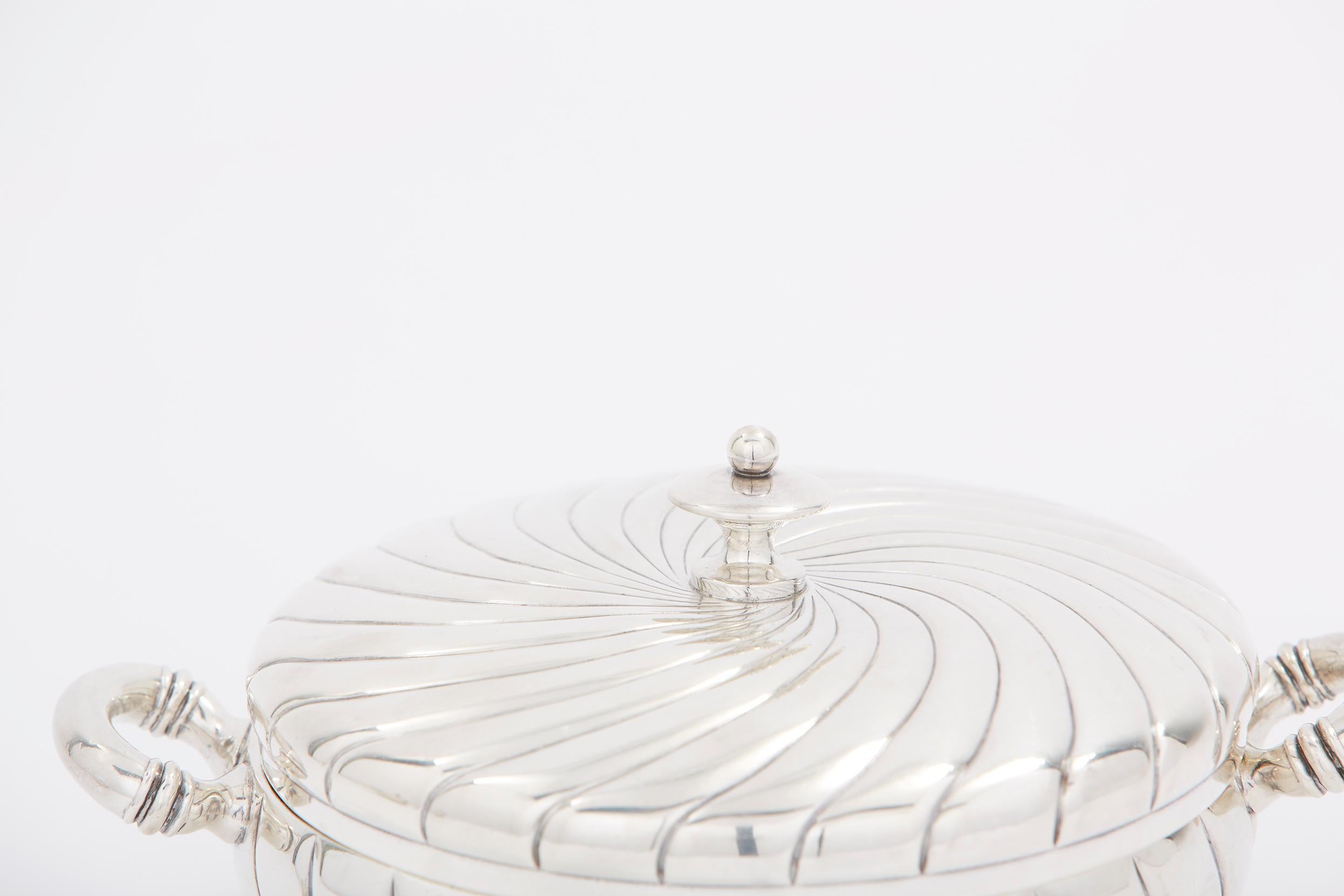 20th Century Early 20th Silver Plated Tableware Covered Dish For Sale