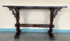 Early 20th Spanish Console Table with Two Pedestal Legs Joined