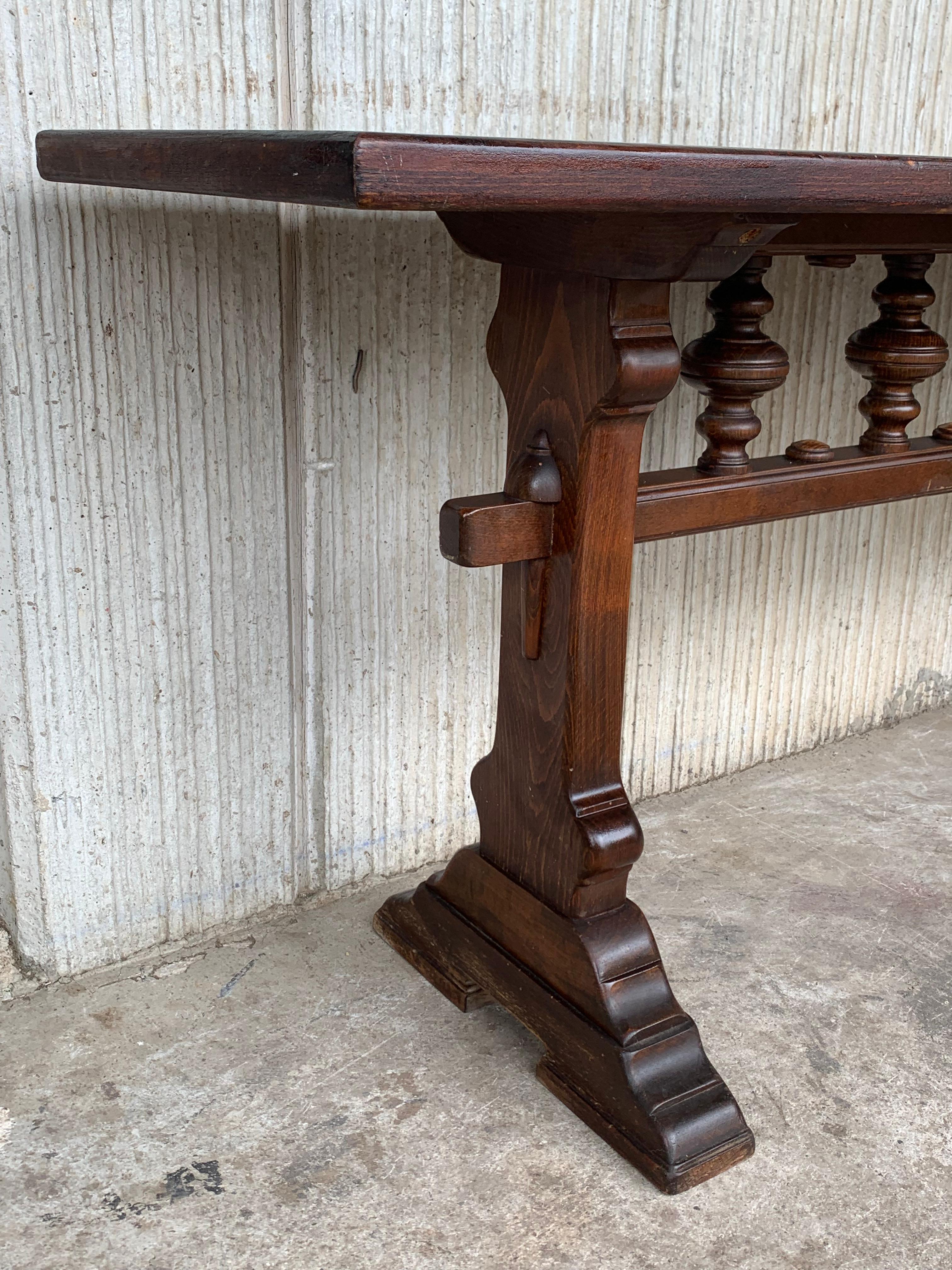Early 20th Spanish Console Table with Two Pedestal Legs Joined 1
