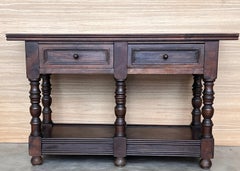 Early 20th Spanish Large Side Table with two drawers or Large Nightstands