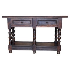 Early 20th Spanish Large Side Table with two drawers or Large Nightstands