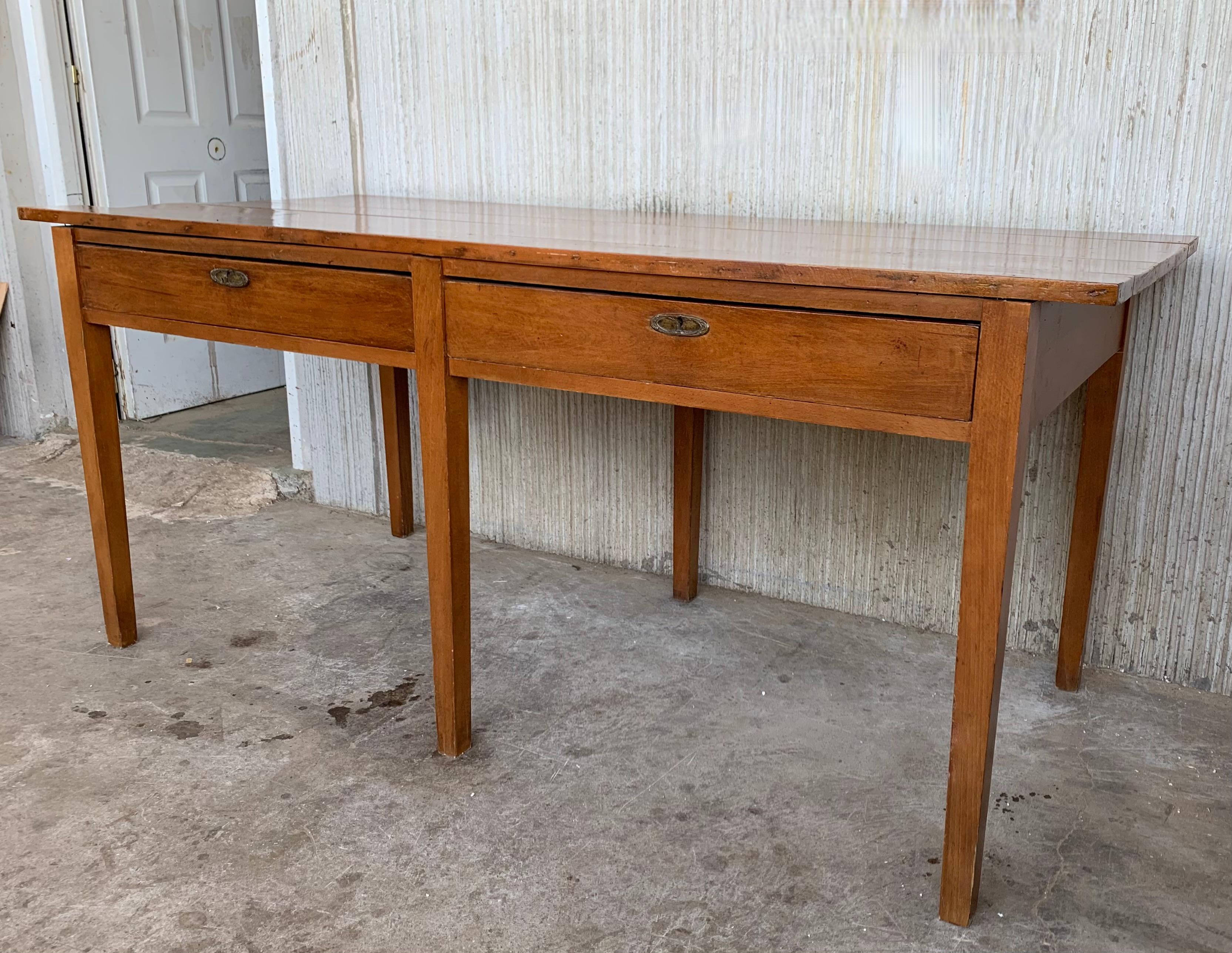 Spanish Colonial Early 20th Spanish Mobila Country Farm Desk Table or Butcher Block For Sale