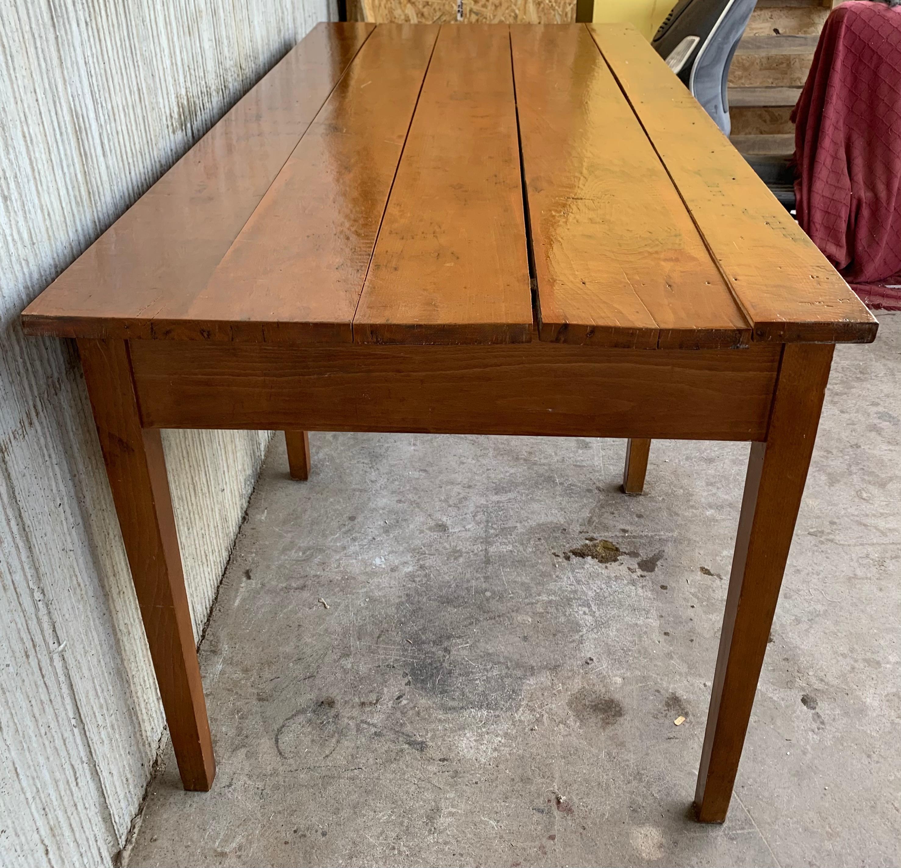 Pine Early 20th Spanish Mobila Country Farm Desk Table or Butcher Block For Sale
