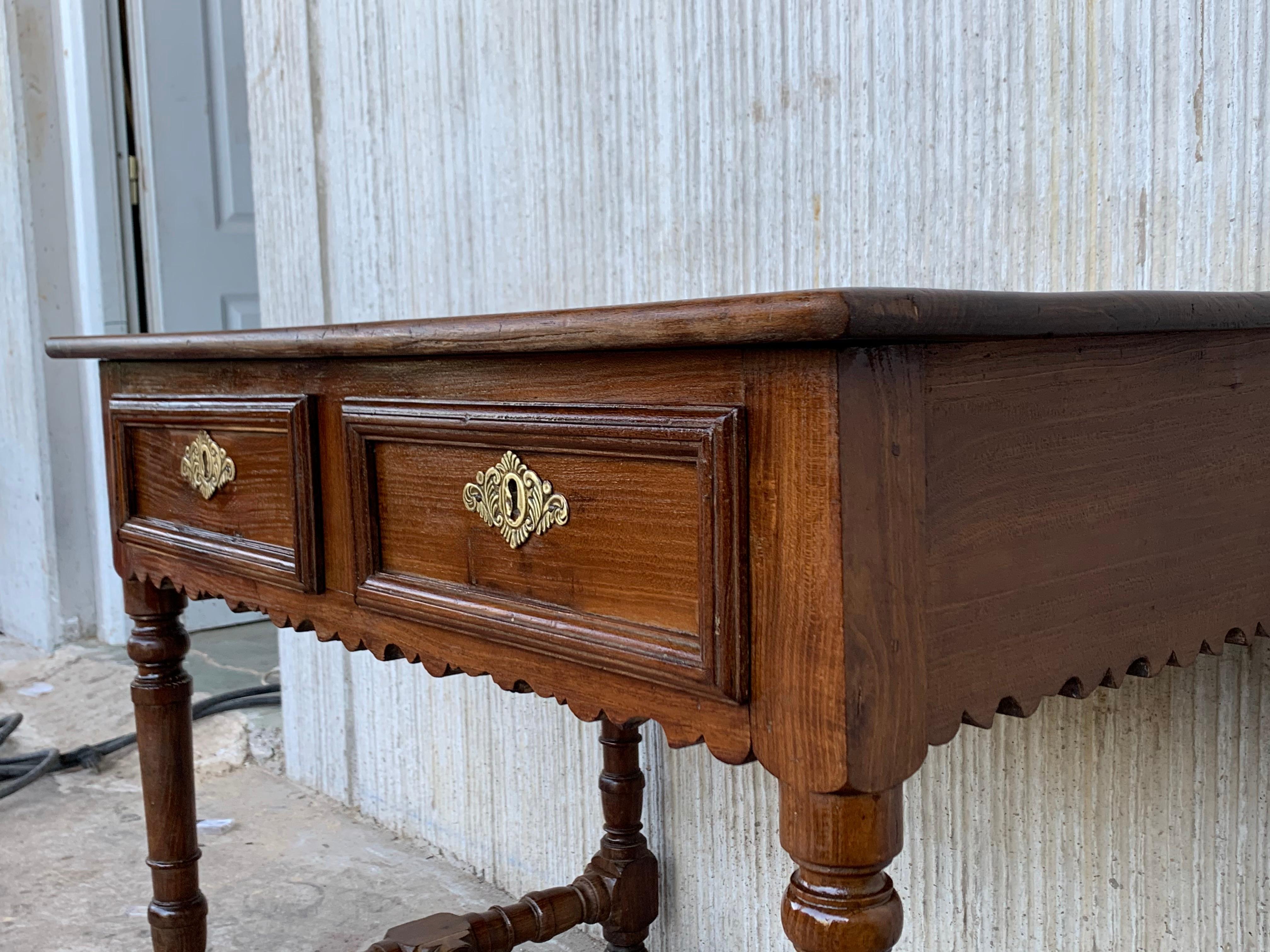 Early 20th Spanish Mobila Country Farm Desk with, Side Table or Butcher Block For Sale 4