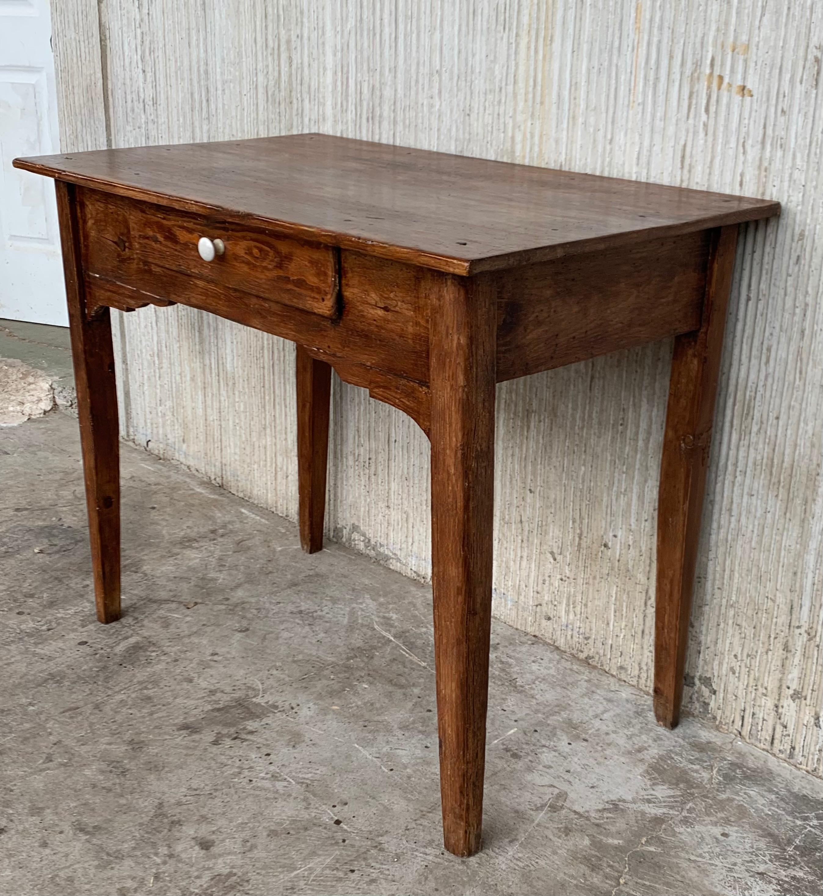 Spanish Colonial Early 20th Spanish Mobila Country Farm Desk with, Side Table or Butcher Block For Sale