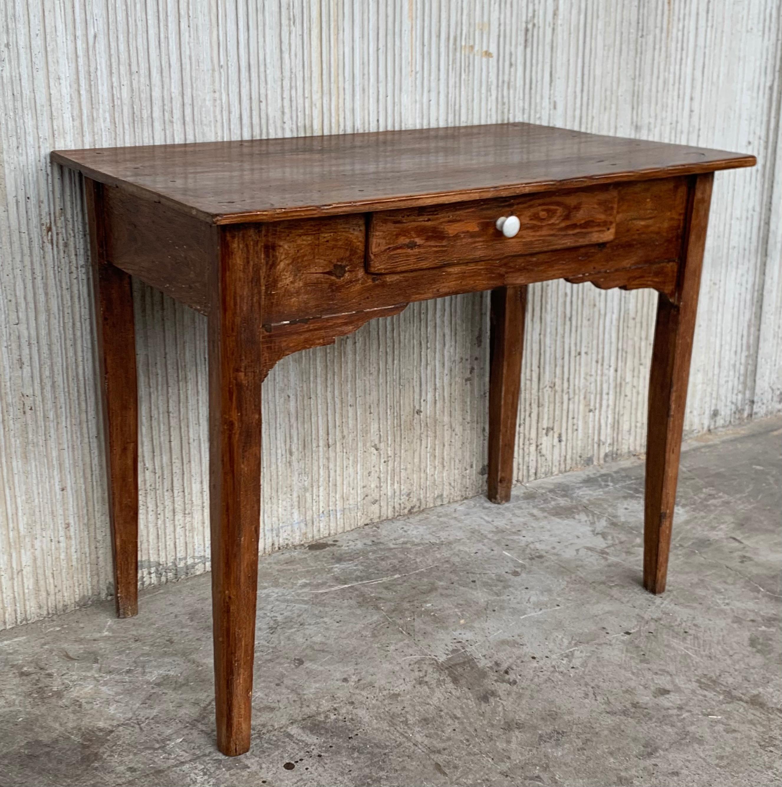 Early 20th Spanish Mobila Country Farm Desk with, Side Table or Butcher Block In Good Condition For Sale In Miami, FL