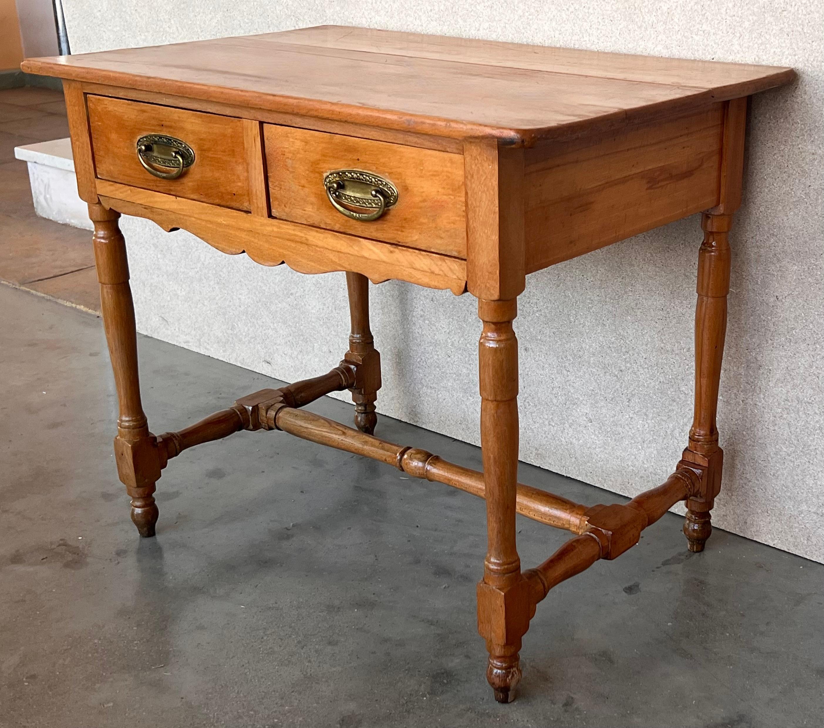 Spanish Colonial Early 20th Spanish Mobila Country Farm Desk with, Side Table or Butcher Block For Sale