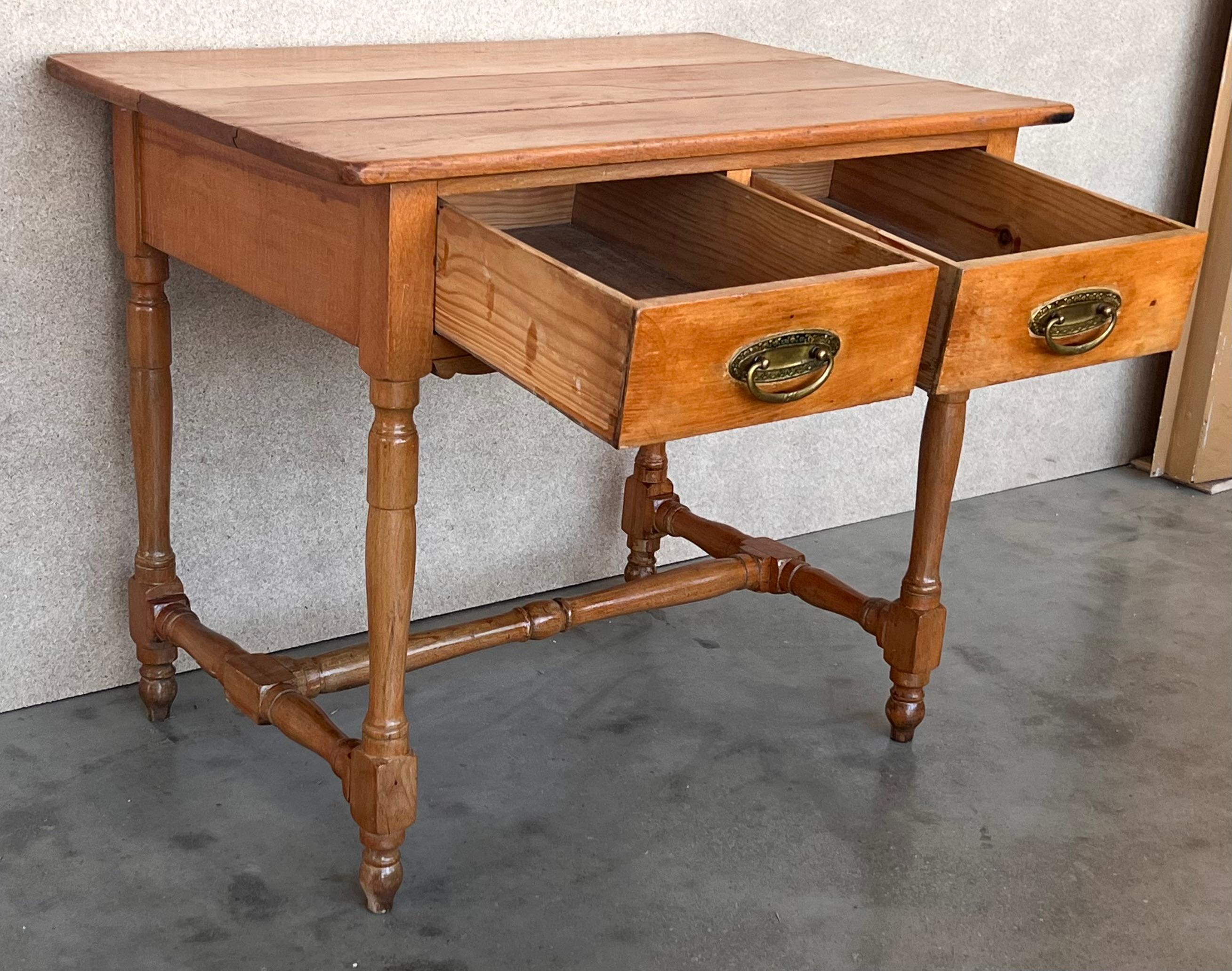 Early 20th Spanish Mobila Country Farm Desk with, Side Table or Butcher Block In Good Condition For Sale In Miami, FL