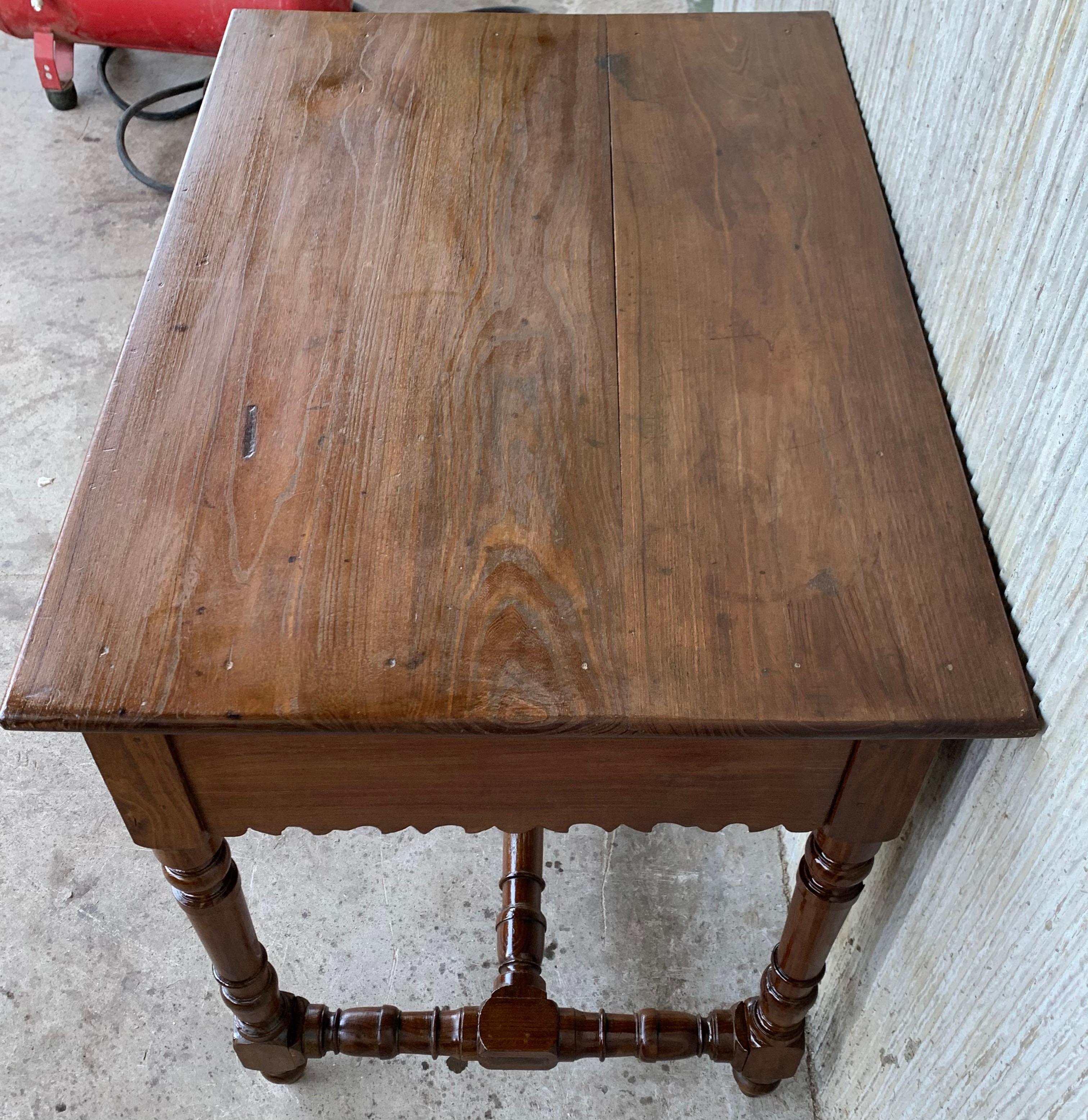 Pine Early 20th Spanish Mobila Country Farm Desk with, Side Table or Butcher Block For Sale