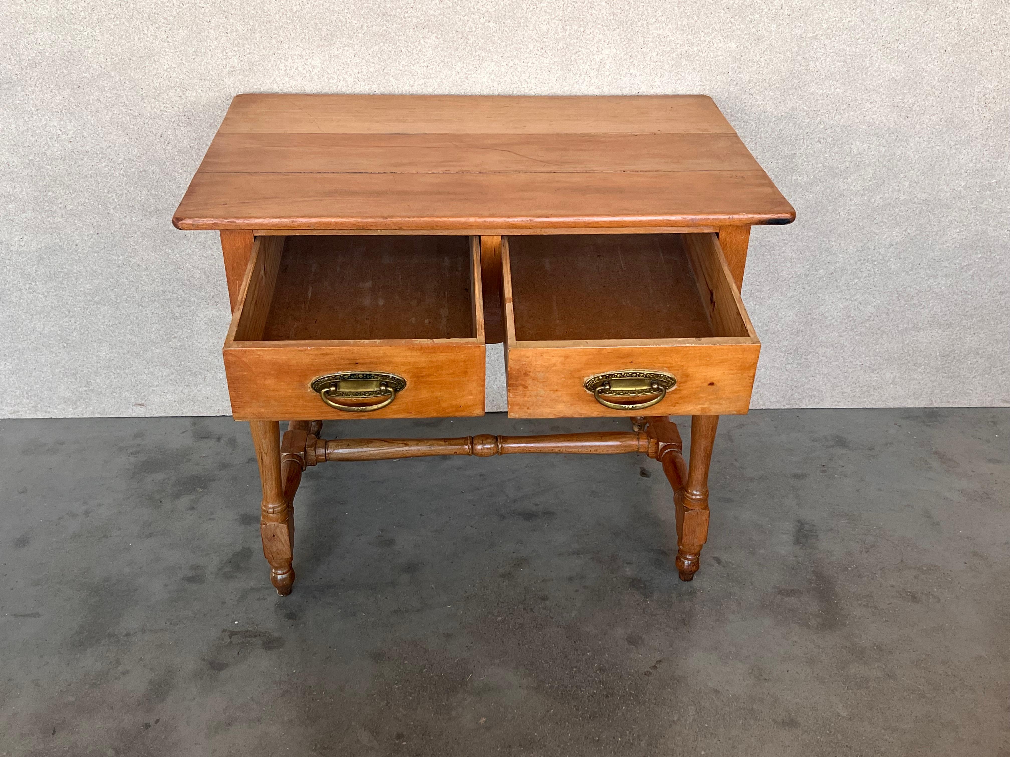 20th Century Early 20th Spanish Mobila Country Farm Desk with, Side Table or Butcher Block For Sale